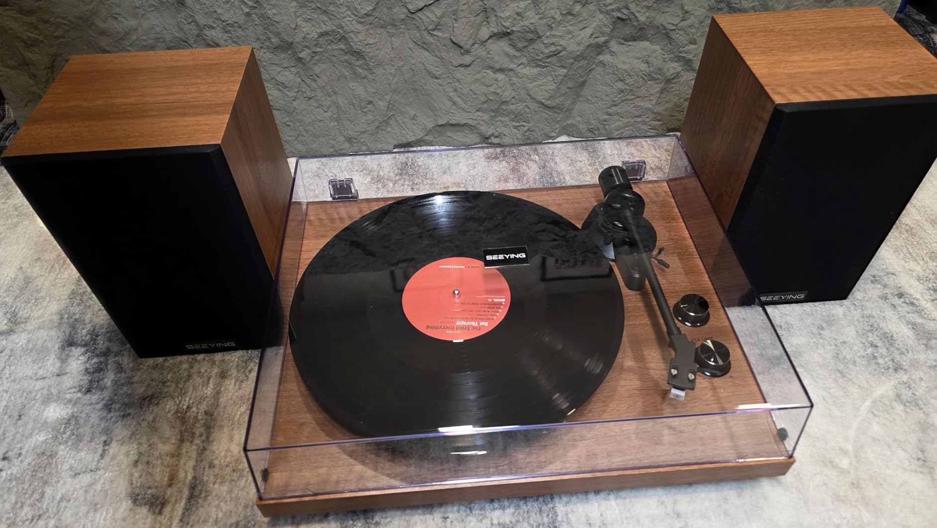 Record Player Vinyl Bluetooth Turntable with 36 Watt Stereo Bookshelf Speakers, Hi-Fi System with Magnetic Cartridge, USB Recording and Auto Stop customer photo 2