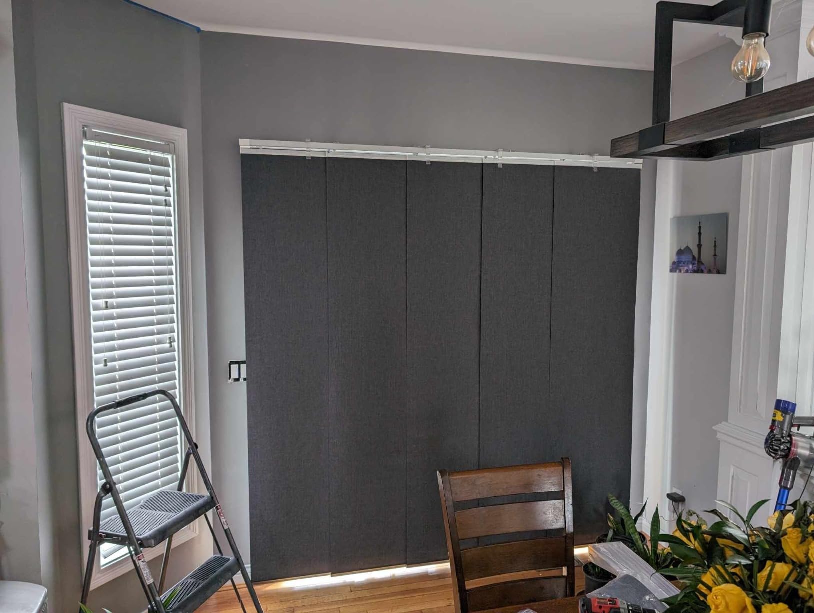 Graywind Motorized Sliding Panels Blackout Compatible with Alexa Google Smart Panel Track Blinds Remote Shades for Patio Sliding Door, Custom Size (Matt Black) customer photo 2