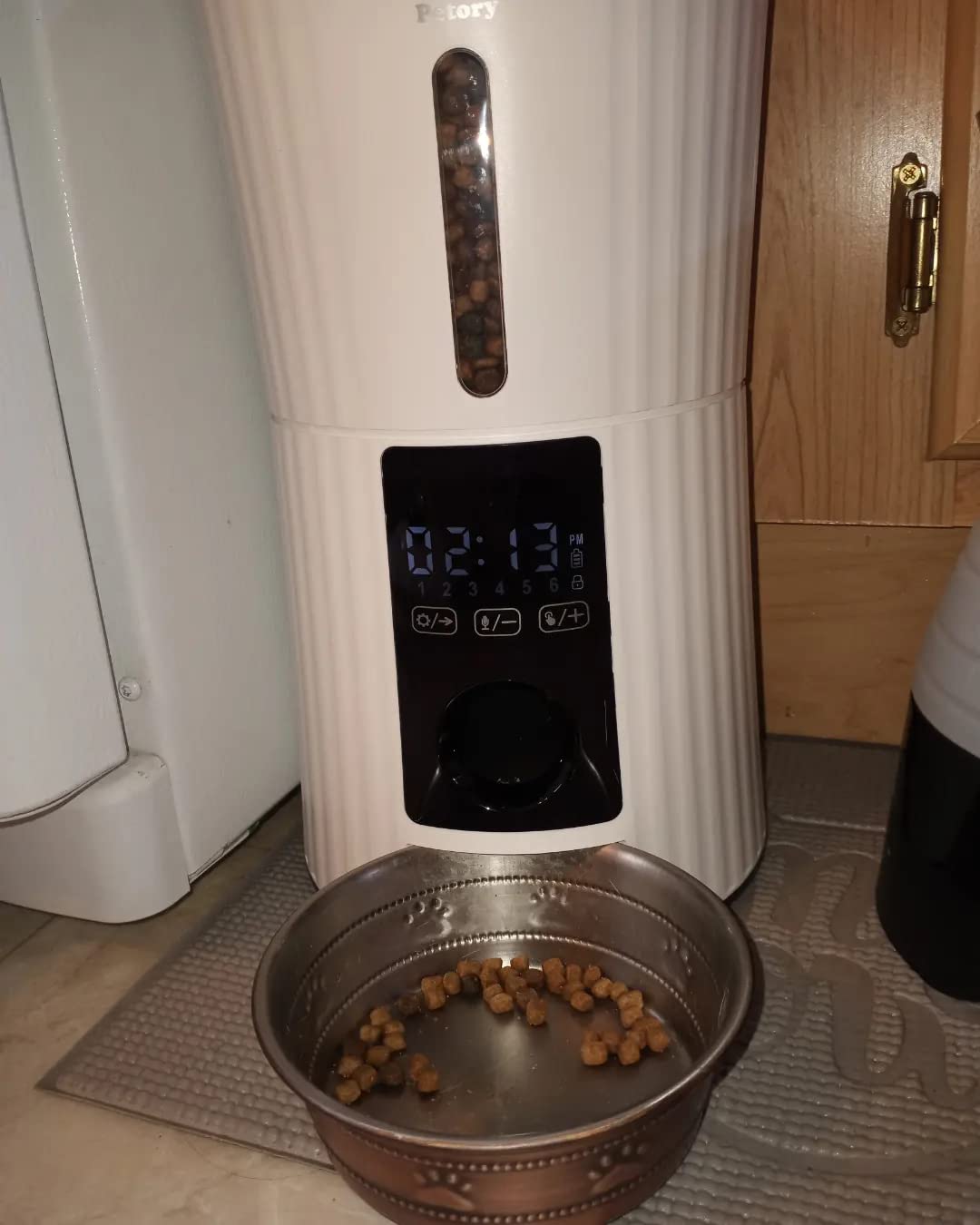 Petory Timed Automatic Cat Feeders - 4L Programable Dry Food Dispenser for Cats and Small Medium Dogs 6 Meals with Desiccant Bag Dual Power Supply 10S Voice Recorder customer photo 2