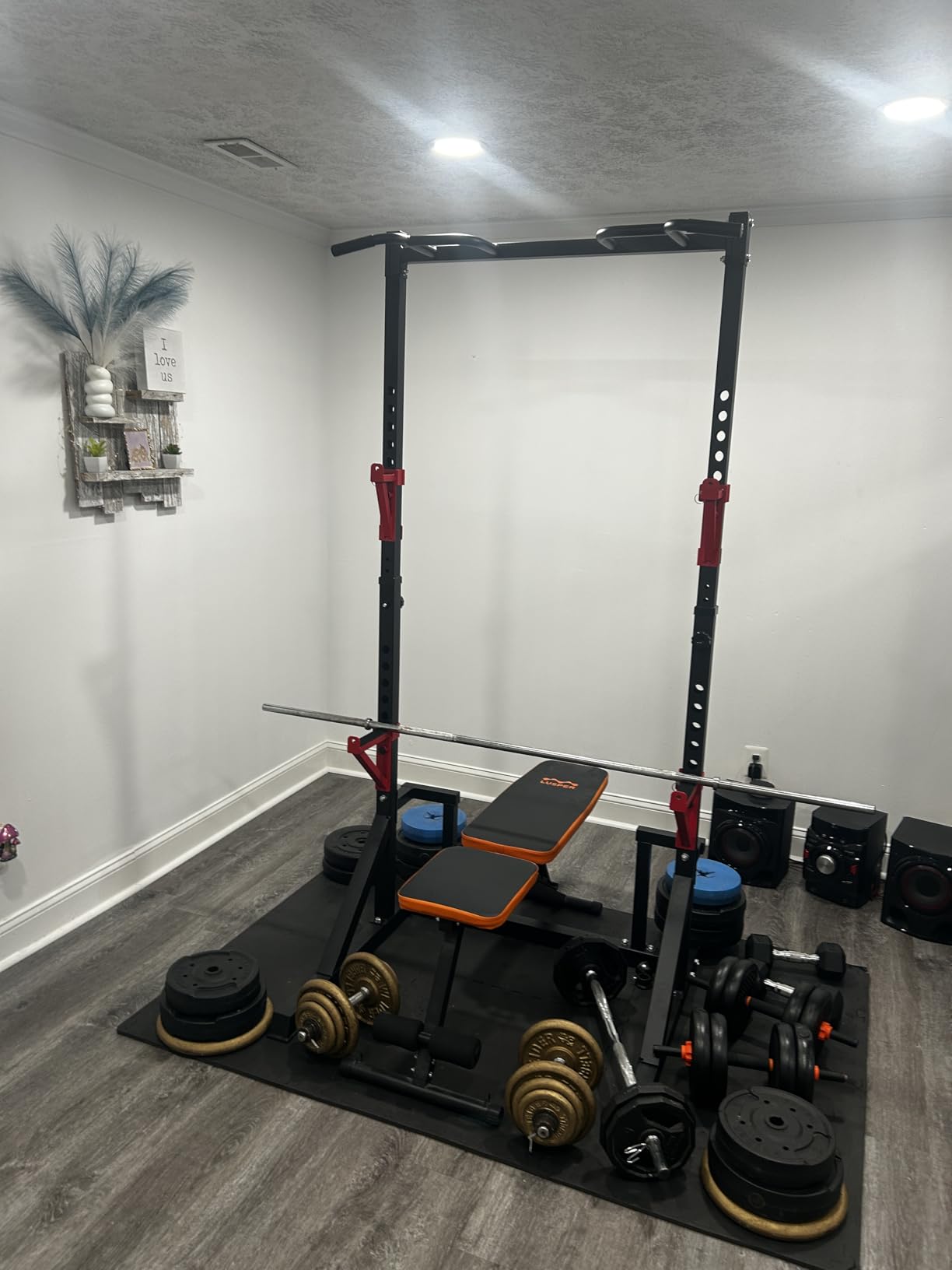 CANPA Multifunction Power Rack with Pull up Bar, Heavy Capacity and Adjustable Squat Stand Rack for Home Gym Equipment customer photo 1