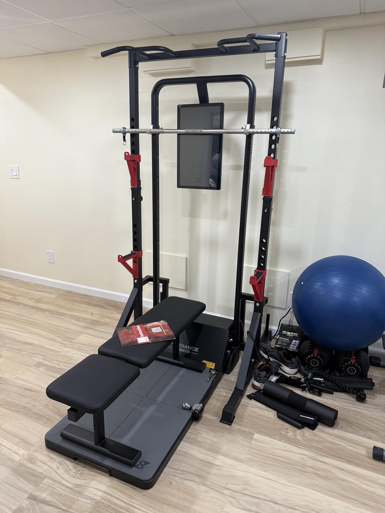 CANPA Multifunction Power Rack with Pull up Bar, Heavy Capacity and Adjustable Squat Stand Rack for Home Gym Equipment customer photo 2