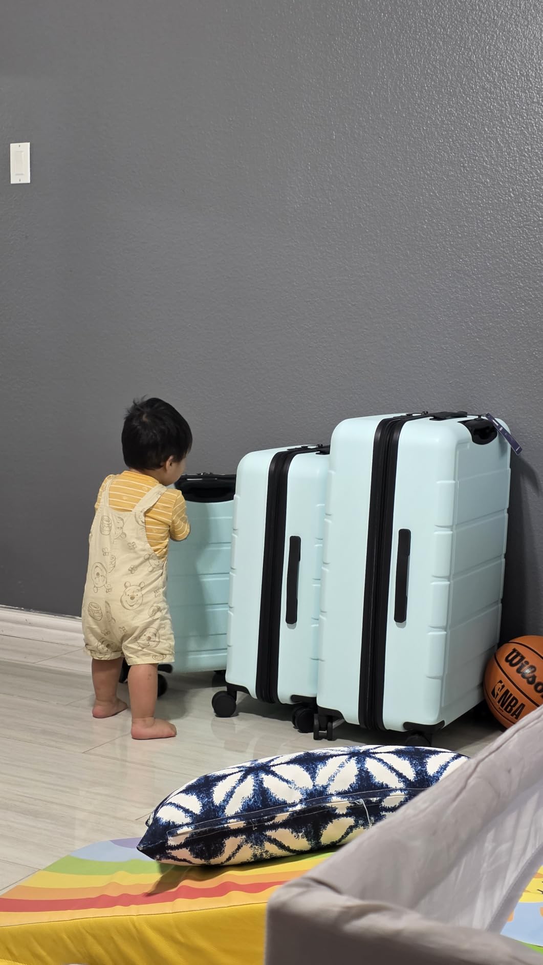 SHOWKOO Luggage Sets Expandable 100% PC Durable Suitcase Sets Double Wheels TSA Lock 4 Piece Luggage Set Navy customer photo 1