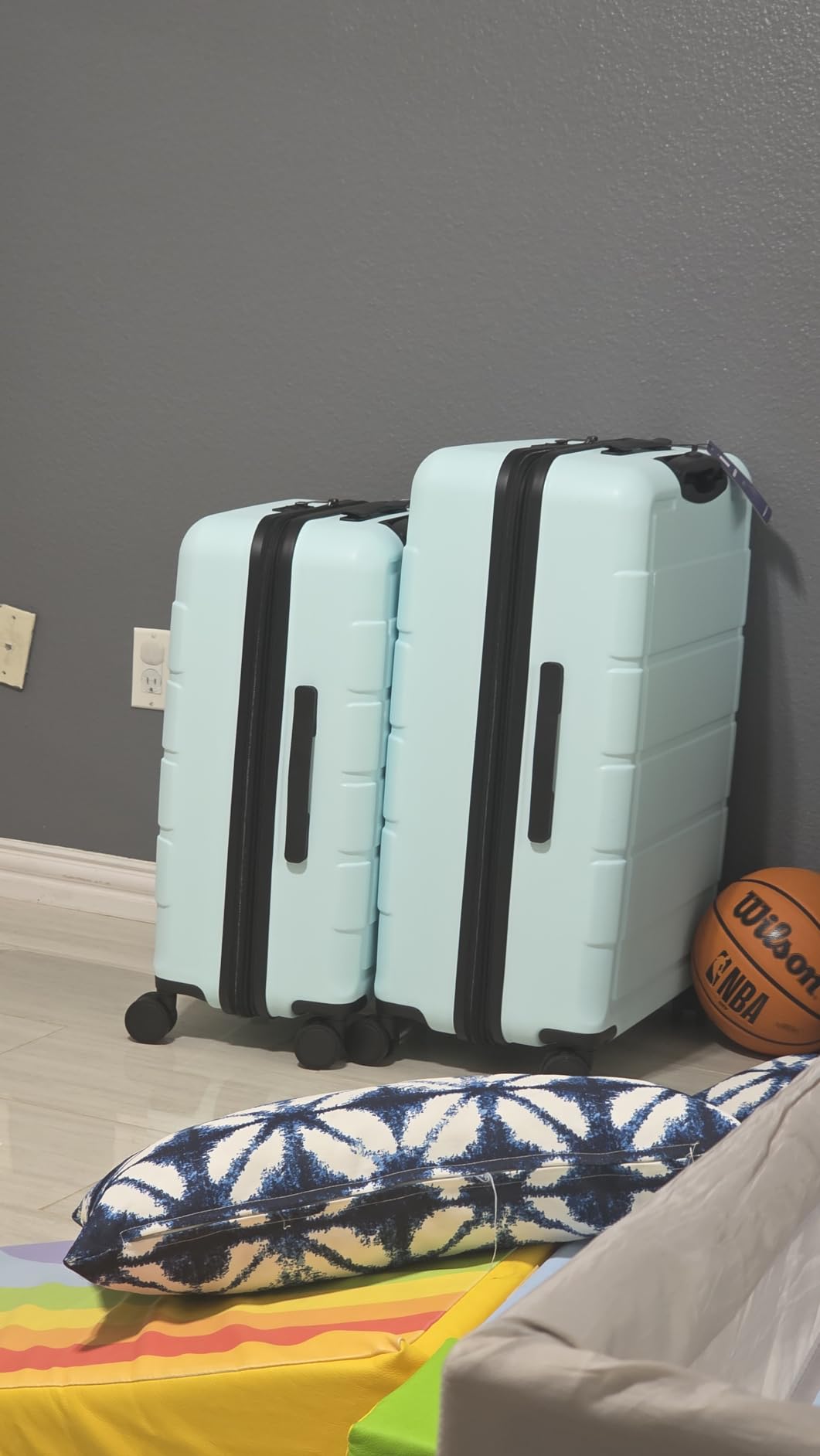 SHOWKOO Luggage Sets Expandable 100% PC Durable Suitcase Sets Double Wheels TSA Lock 4 Piece Luggage Set Navy customer photo 2