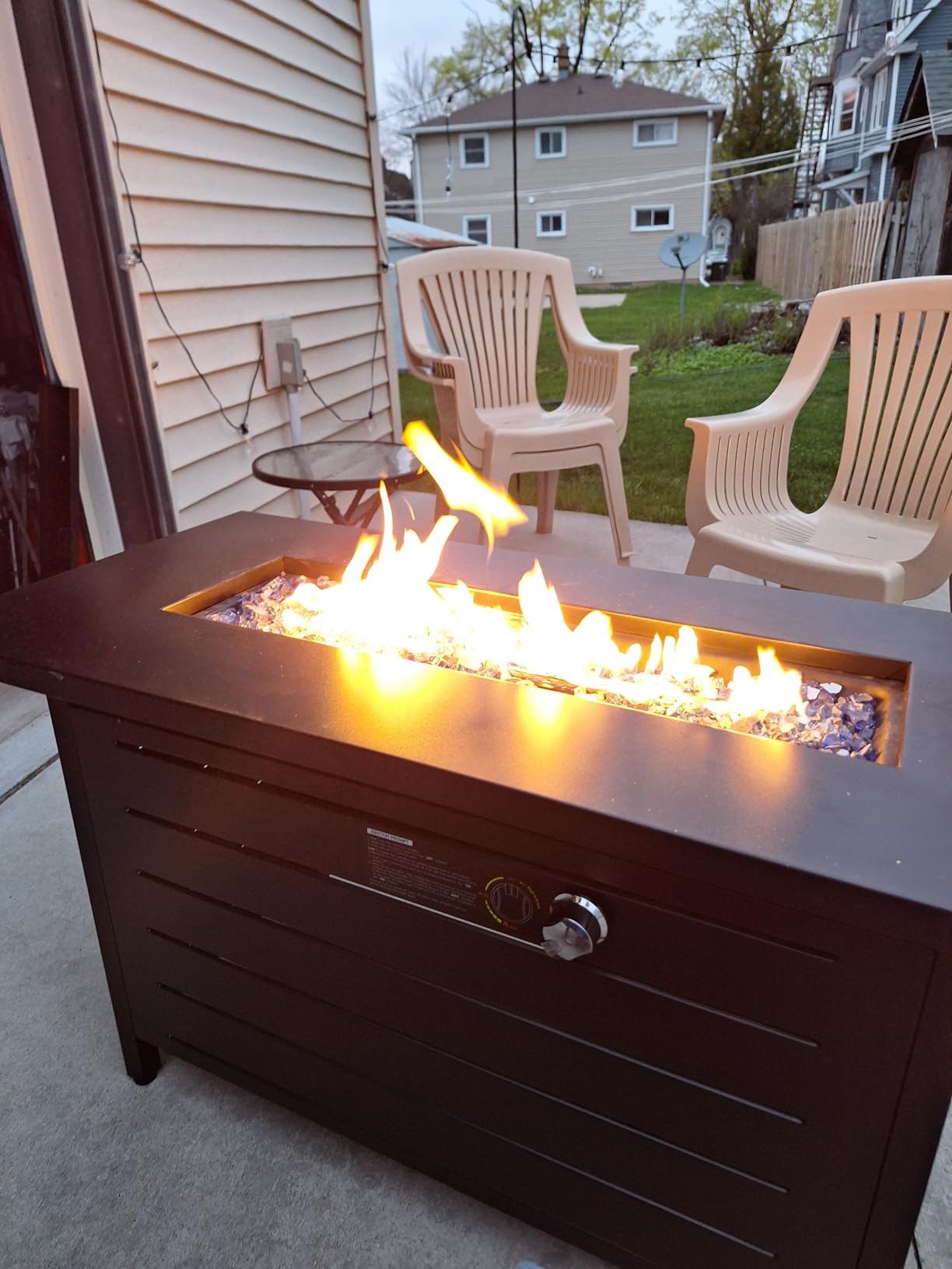 Ciays 42 Inch Gas Fire Pit Table, 60,000 BTU Propane Fire Pits for Outside with Steel Lid and Lava Rock, 2 in 1 Fire Pit Table Gatherings Parties on Patio Deck Garden, CSA-Listed, Black, CIFPT5B customer photo 1