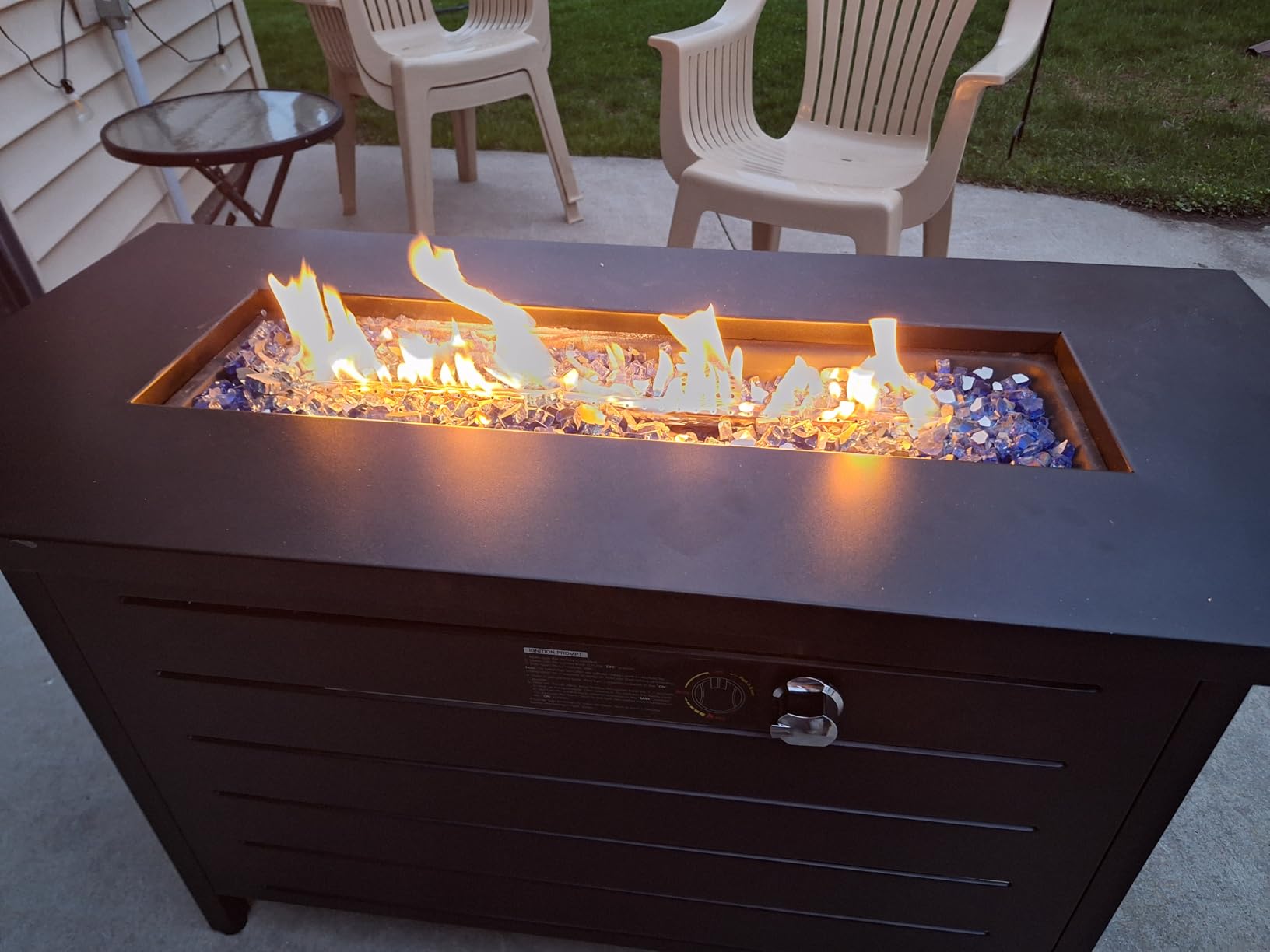 Ciays 42 Inch Gas Fire Pit Table, 60,000 BTU Propane Fire Pits for Outside with Steel Lid and Lava Rock, 2 in 1 Fire Pit Table Gatherings Parties on Patio Deck Garden, CSA-Listed, Black, CIFPT5B customer photo 2