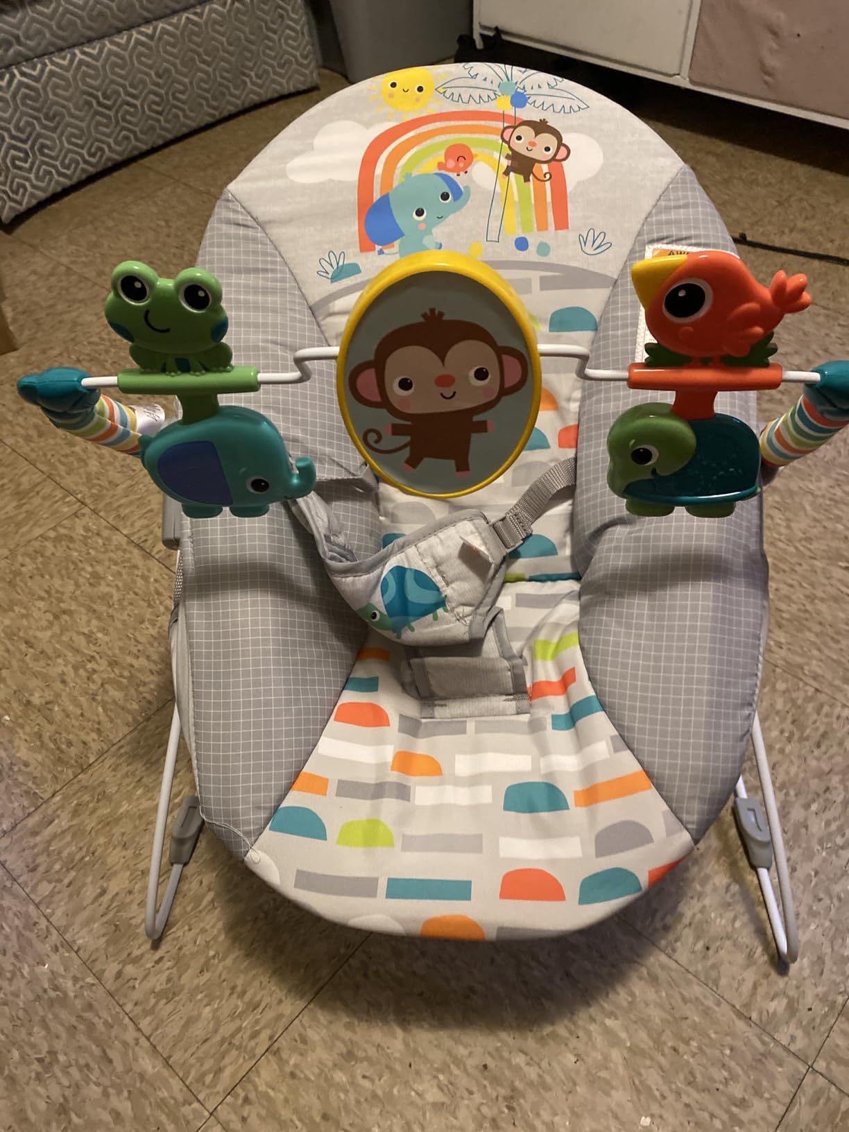 Bright Starts Playful Paradise Comfy Baby Bouncer Seat with Soothing Vibration and Toys, Unisex, 0-6 Months customer photo 1