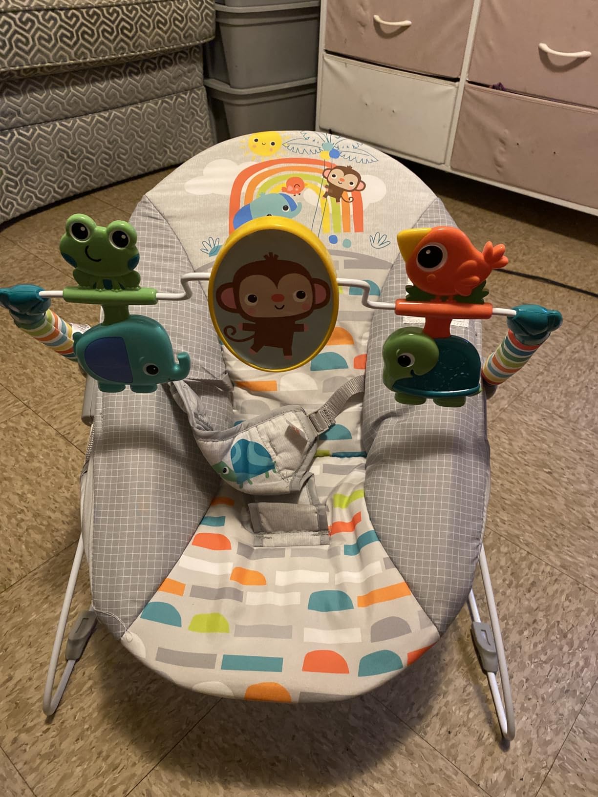 Bright Starts Playful Paradise Comfy Baby Bouncer Seat with Soothing Vibration and Toys, Unisex, 0-6 Months customer photo 2