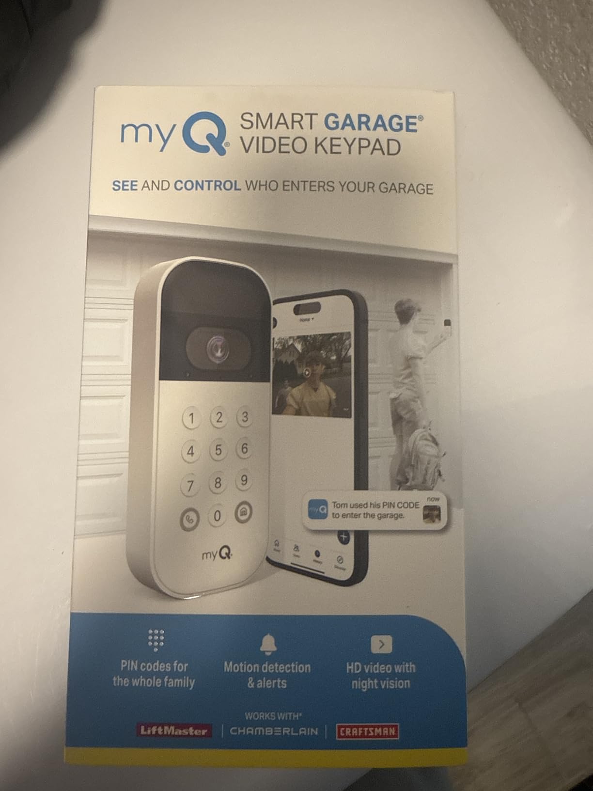 myQ Smart Garage Door Video Keypad with Wide-Angle Camera, Customizable PIN Codes, and Smartphone Control - Works with Chamberlain, LiftMaster and Craftsman openers, White customer photo 1