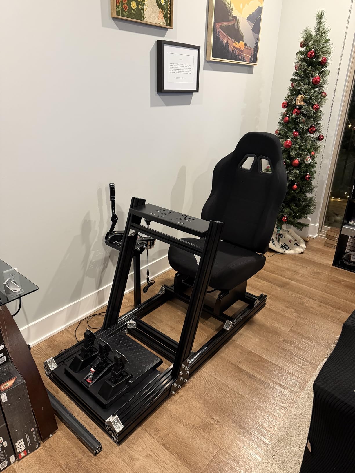 Marada Aluminum Profile Racing Simulator Cockpit with Seat, Unlimited Adjustment, Fit for Thrustmaster, for Fanatec, for Logitech G29 GPro, Sim Frame 8040, Not Include Steering Wheel Pedals Handbrake customer photo 1