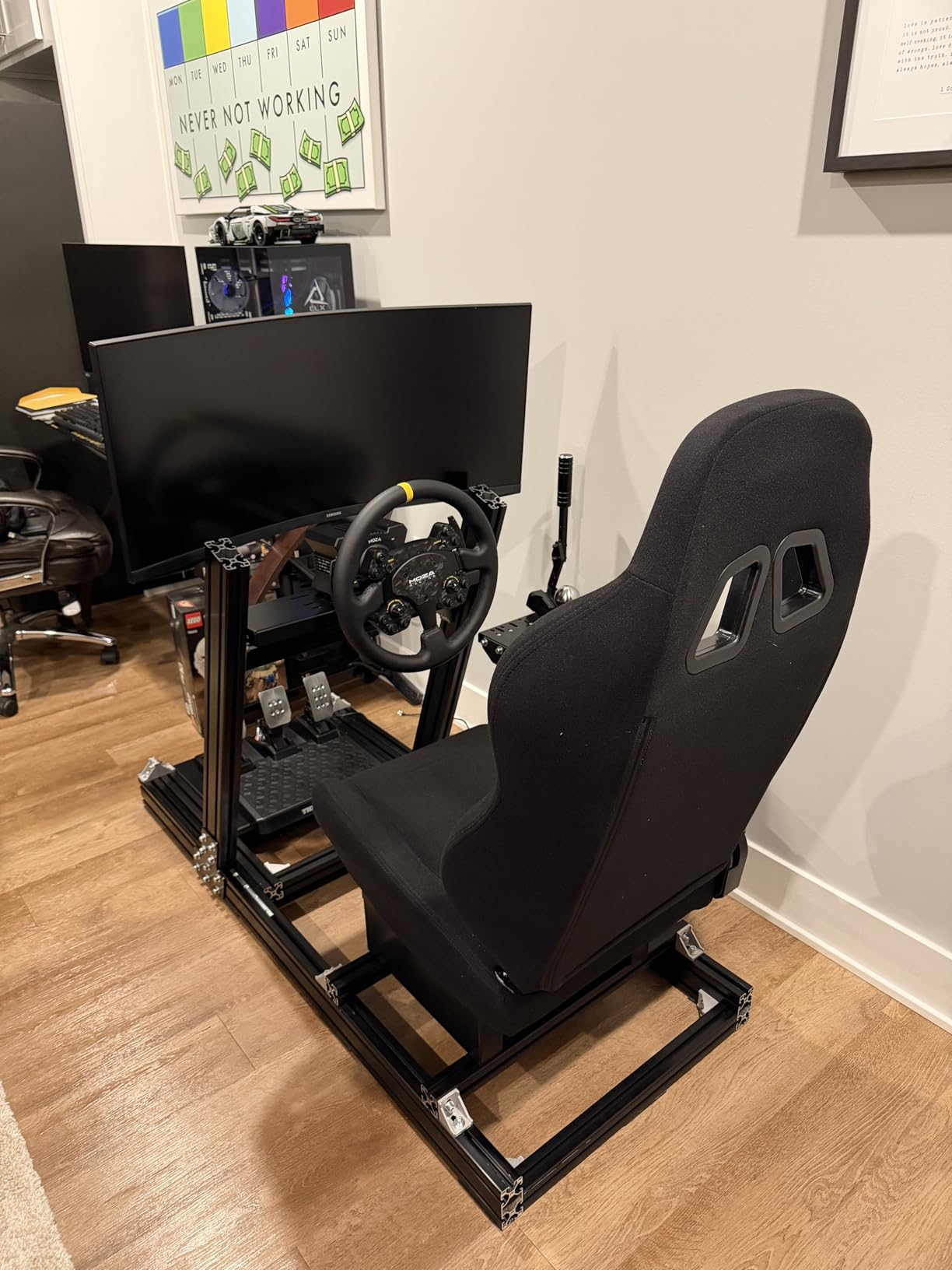 Marada Aluminum Profile Racing Simulator Cockpit with Seat, Unlimited Adjustment, Fit for Thrustmaster, for Fanatec, for Logitech G29 GPro, Sim Frame 8040, Not Include Steering Wheel Pedals Handbrake customer photo 2