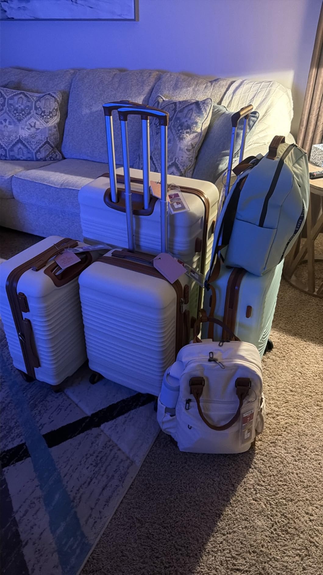 Coolife Luggage Set 3 Piece Luggage Set Carry On Suitcase Hardside Luggage with TSA Lock Spinner Wheels(White, 6 piece set) customer photo 1