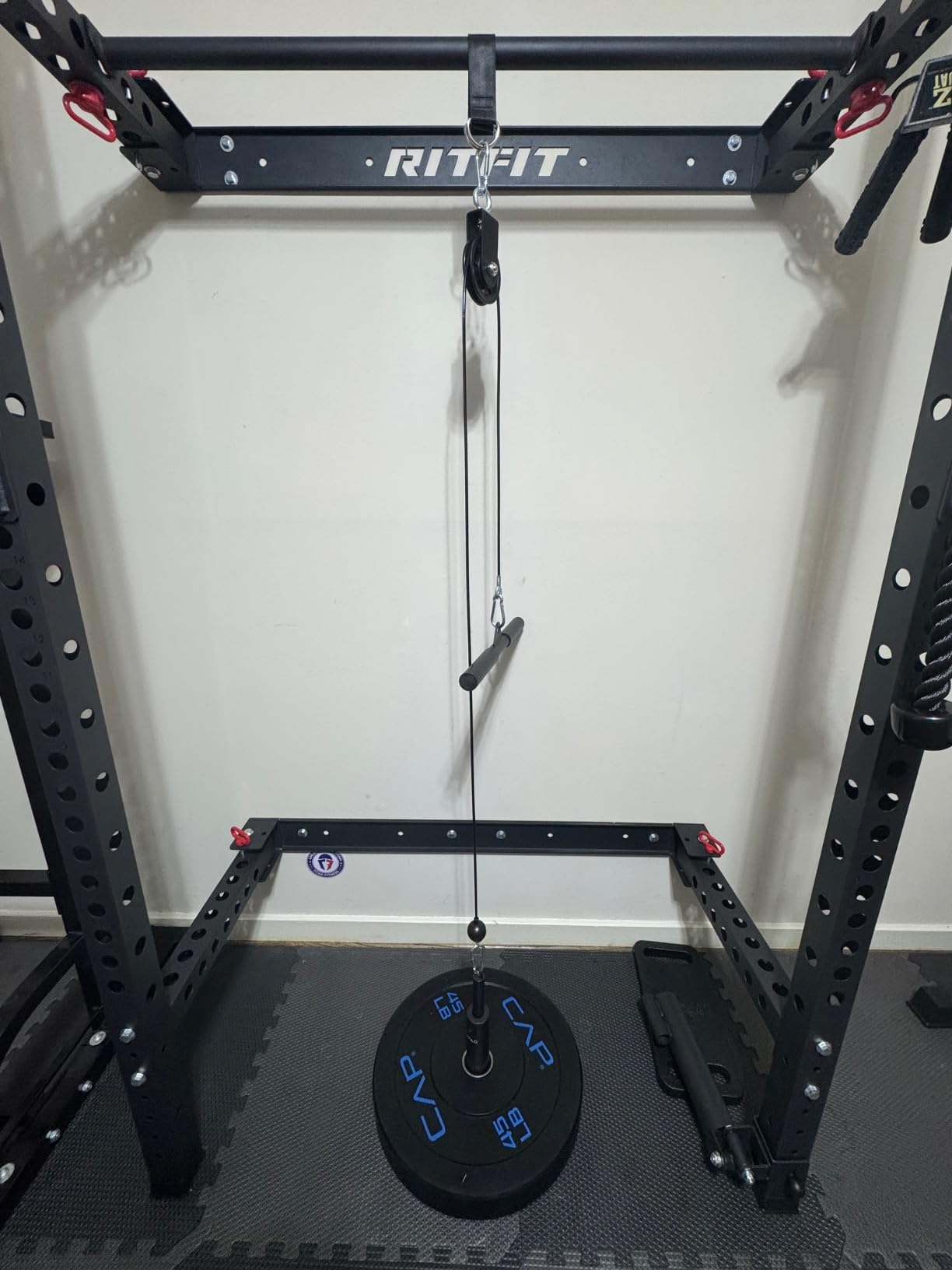 RitFit 2.36'' x 2.36'' Folding Squat Rack for Home Gym, Wall Mounted Squat Rack with Attachments customer photo 2