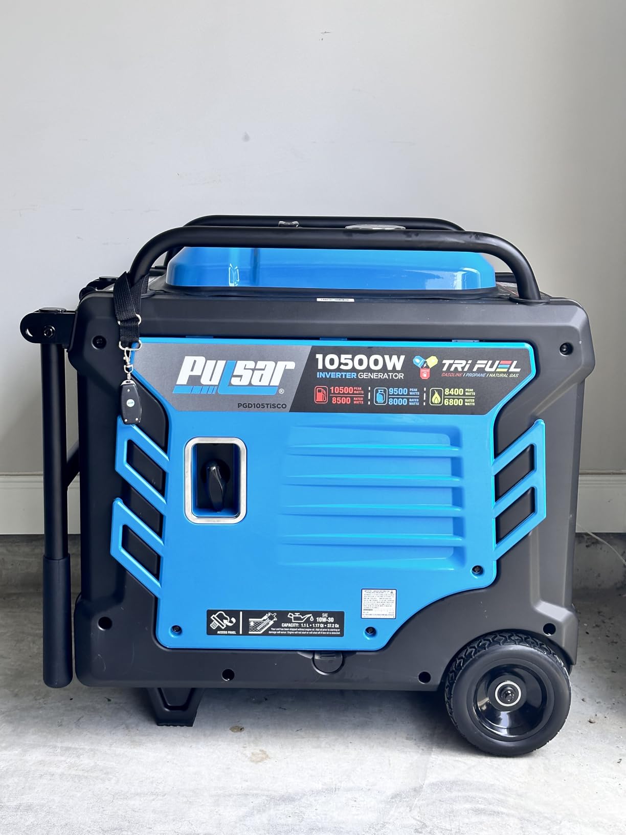 Pulsar PGD105TiSCO Tri Fuel Inverter Generator, 10500-Watt Tri Fuel Gasoline Propane Natural Gas Portable 50A Generator with Remote Start, CARB Compliant customer photo 1
