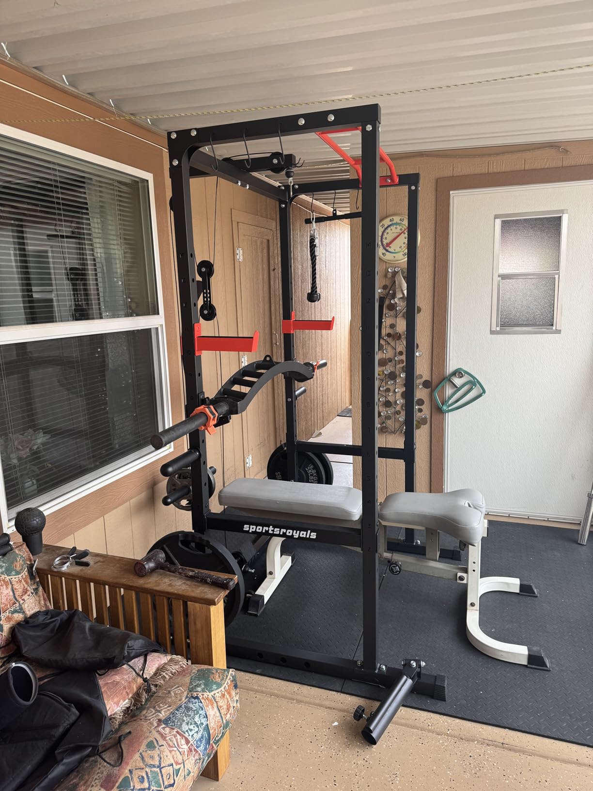 SPORTSROYALS Power Rack, Multi-Functional Power Cage, Squat Rack with Pulley System & LAT Pull Down customer photo 1