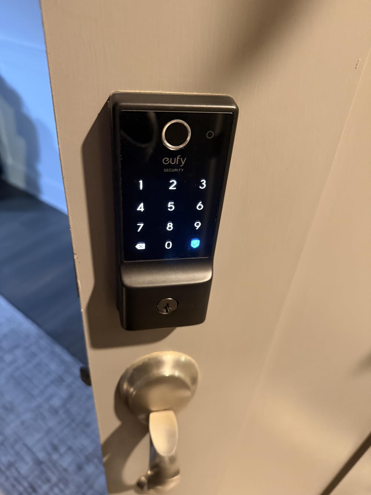eufy Security Smart Lock C220, Fingerprint Keyless Entry Door Lock, Built-in Wi-Fi, App Remote Control, Front Door Smart Deadbolt, IP53 Waterproof, 8-Months Battery, Nickel customer photo 1
