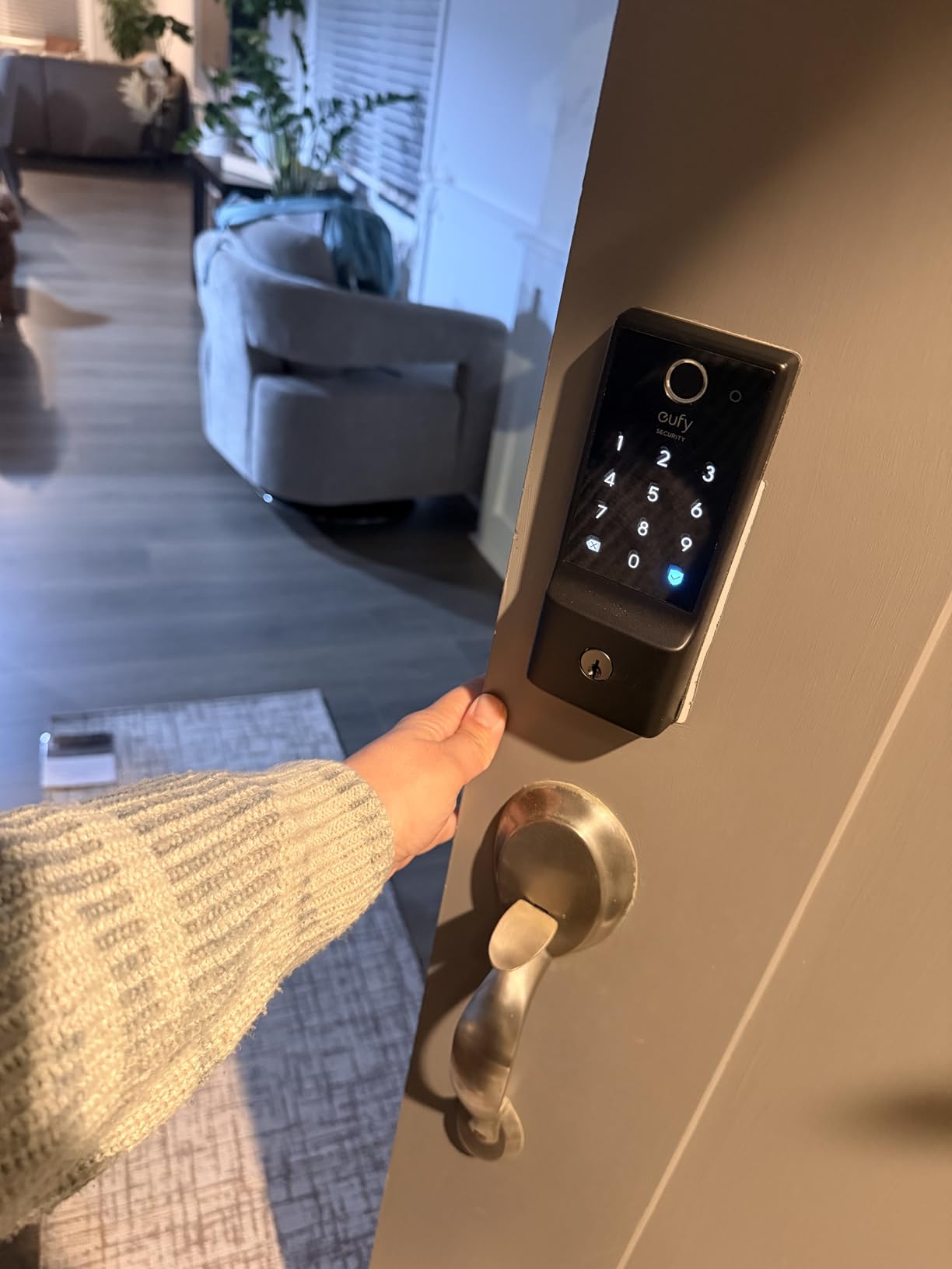 eufy Security Smart Lock C220, Fingerprint Keyless Entry Door Lock, Built-in Wi-Fi, App Remote Control, Front Door Smart Deadbolt, IP53 Waterproof, 8-Months Battery, Nickel customer photo 2