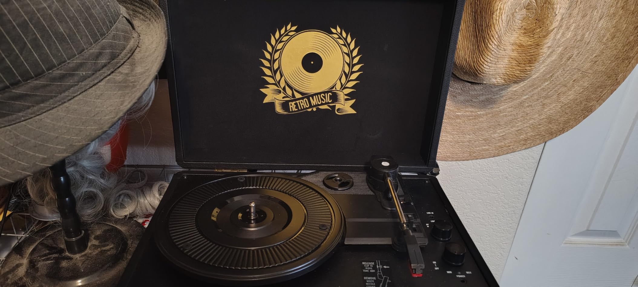 Vinyl Record Player Bluetooth Turntable 3-Speed Suitcase Portable Vintage Belt-Driven Record Player with Built-in Speakers RCA Line Out AUX in Headphone Jack LP Recording to Convert Records to MP3 customer photo 1