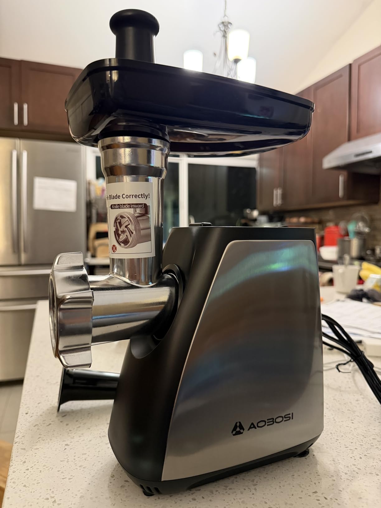 AAOBOSI Meat Grinder, 4-In-1 Meat Grinder Electric [2800W Max] with 3 Slice, Shred Blades, 2 Blades, 3 Plates, Sausage Stuffer, Kubbe Kit customer photo 1