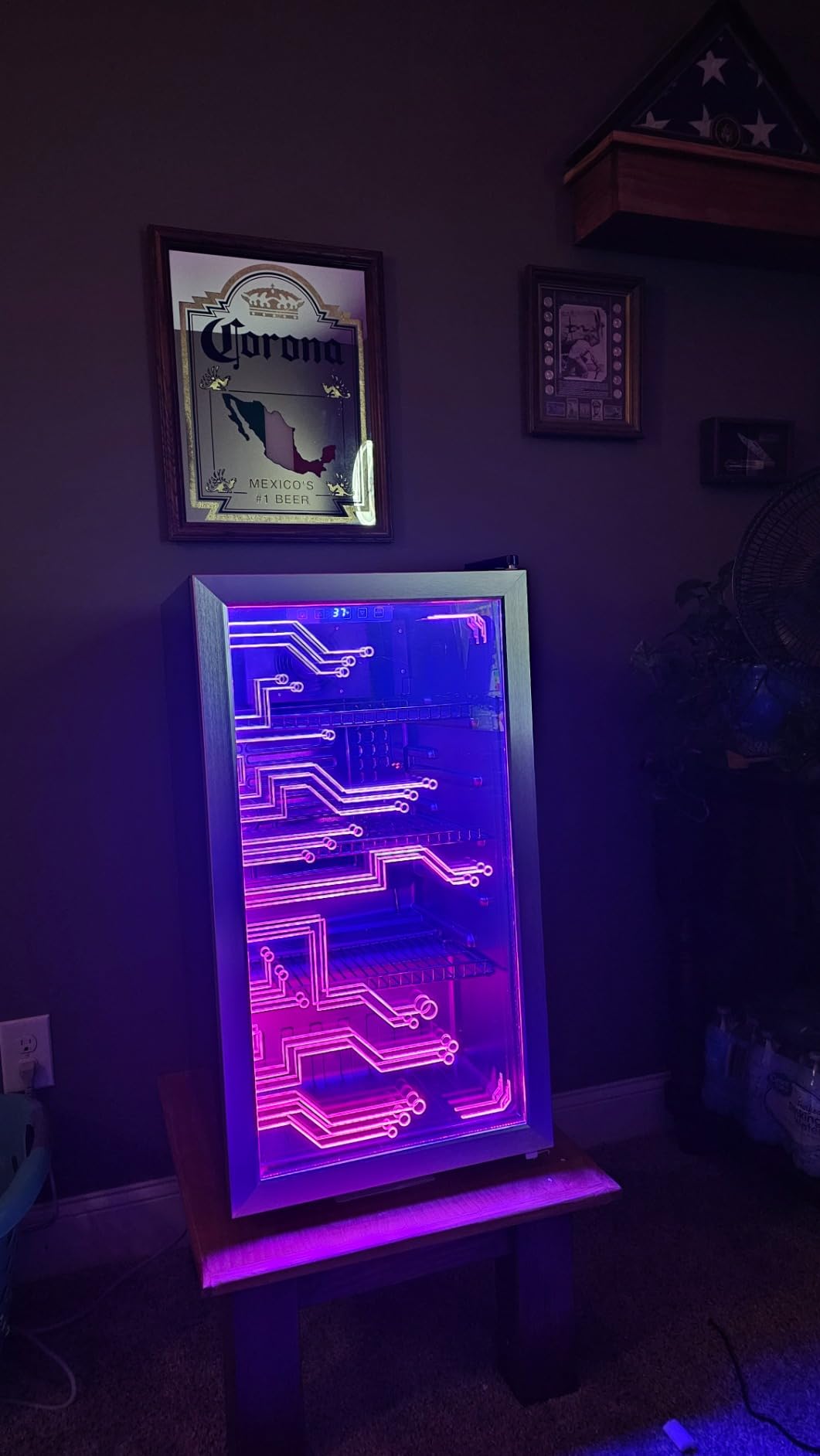 Manastin Gaming Light Up Beverage Refrigerator, Led Lighting Door 120 Cans Freestanding Beverage Fridge, Cyberpunk Beverage Cooler for Gaming, Gaming Room, Bar, Party customer photo 1
