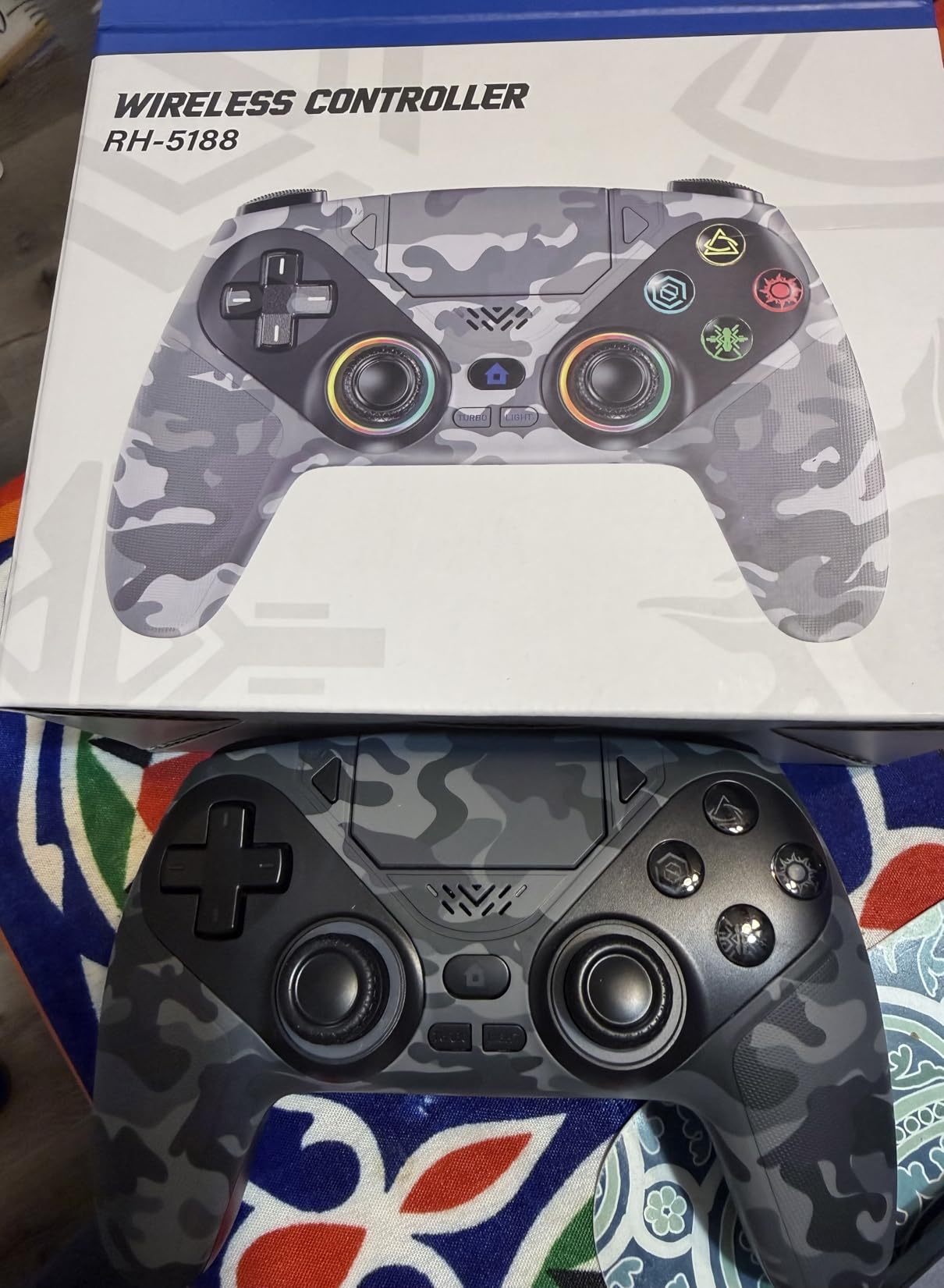 Nonbliep LED for PS5 Controller, for PS5 Slim/Pro/PC, Wireless Controller with 9 Colors RGB Light/Dual Vibration/Turbo/3.5mm Audio Jack/Speaker/Programmable for Playstation 5 Controller customer photo 1