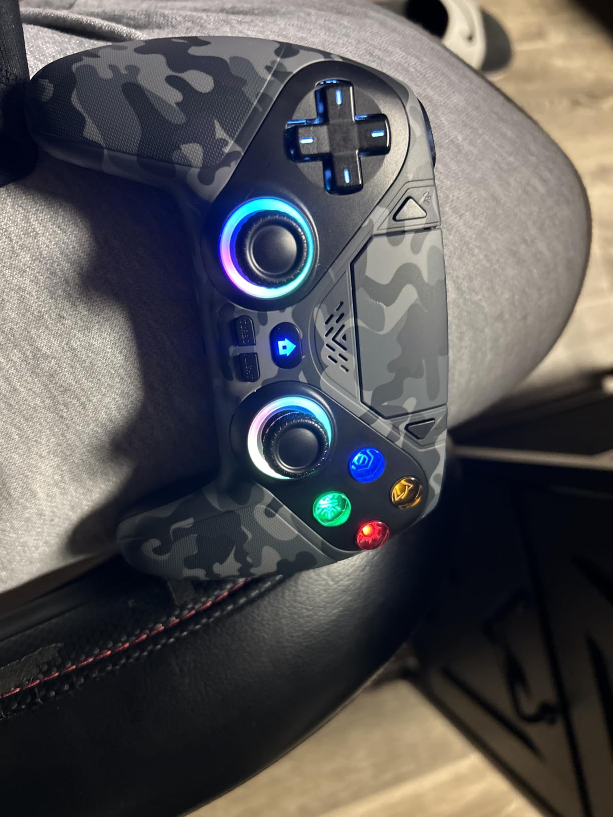 Nonbliep LED for PS5 Controller, for PS5 Slim/Pro/PC, Wireless Controller with 9 Colors RGB Light/Dual Vibration/Turbo/3.5mm Audio Jack/Speaker/Programmable for Playstation 5 Controller customer photo 2