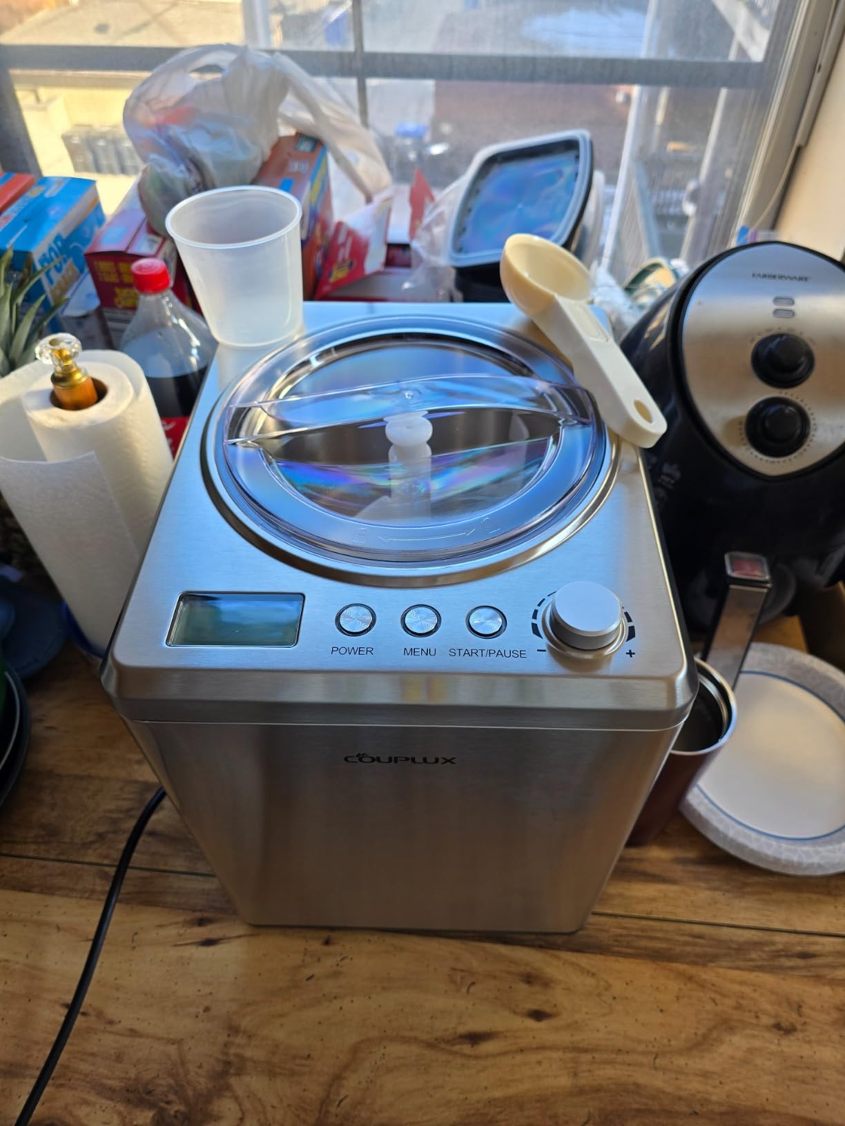 COUPLUX Ice Cream Maker, Fastest Freezing 2.1QT Ice Cream Machine with Built-in Compressor Easy Operate & Clean Automatic Ice Cream Maker Machine All Stainless Steel, LCD Display customer photo 2