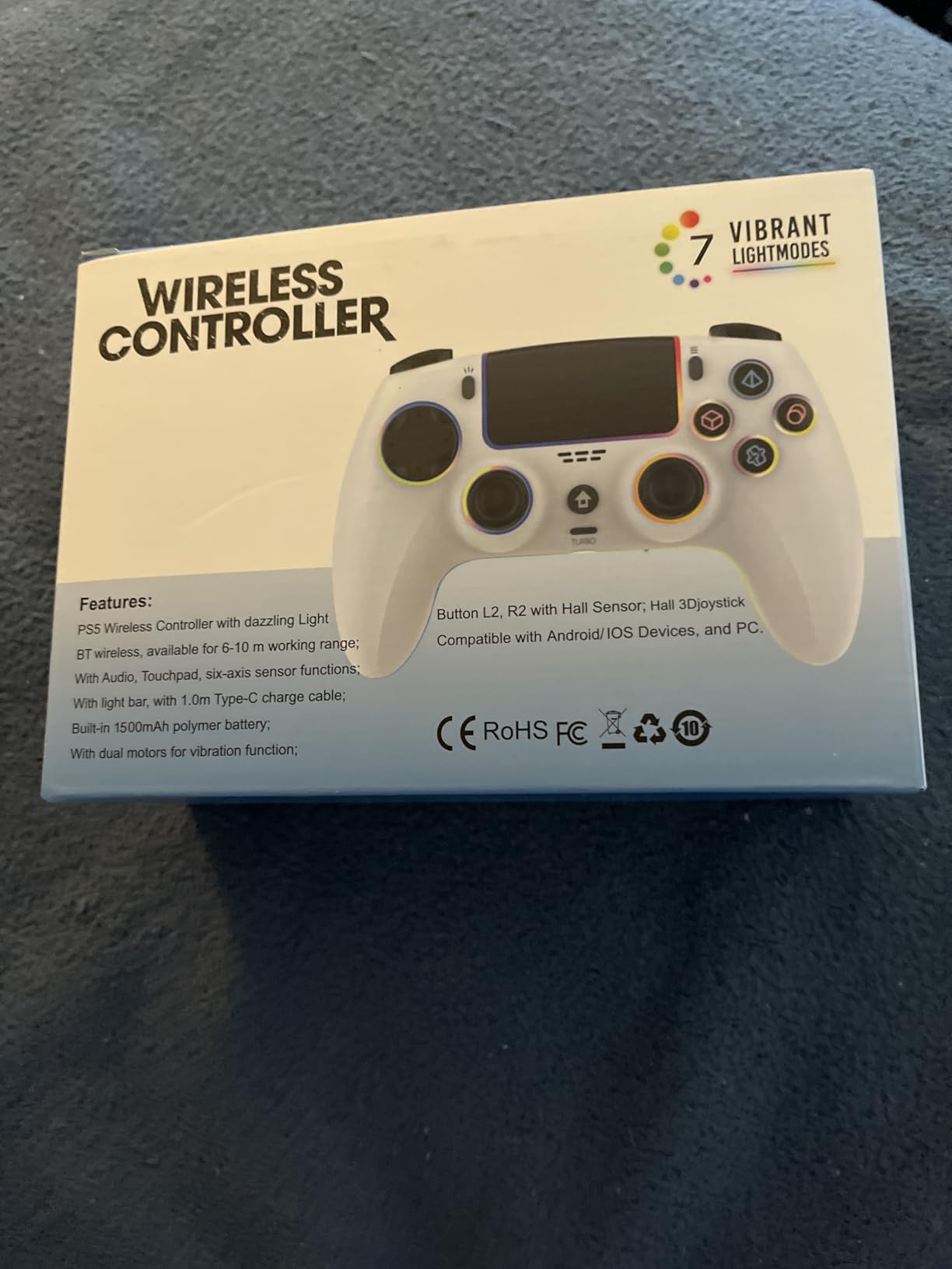 SZDILONG Wireless Controller with 7 Colors RGB Light for PS5 Pro/Slim,MAC,iOS,Steam,PC Windows/Android 10 and Above,Support Turbo/Programmable/Microphone/Dual Vibration, with 3.5mm Audio Jack, Black customer photo 2