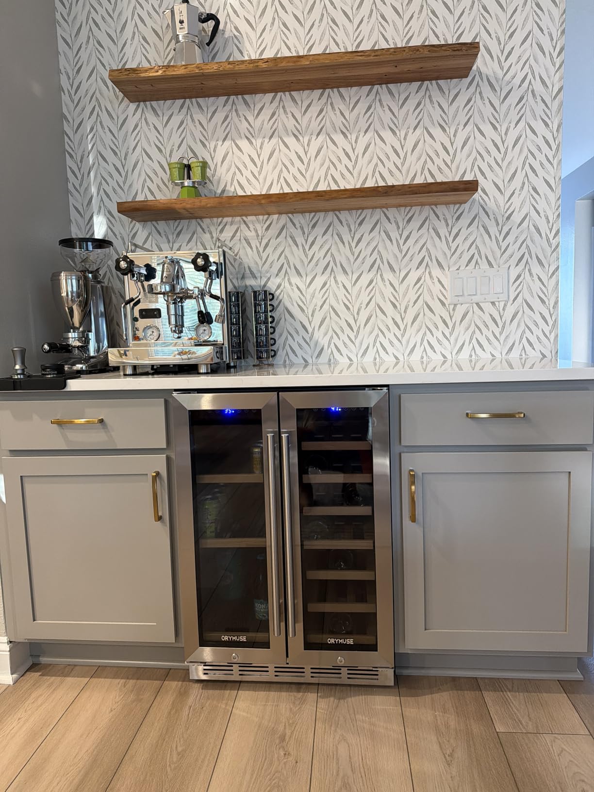 ORYMUSE 24 Inch Wine Cooler Refrigerator, 46 Bottle Dual Zone Wine Fridge with Stainless Steel Glass Door, Adjustable Shelves, Upgraded Compressor, Built-In Freestanding for Home, Bar, Kitchen customer photo 2