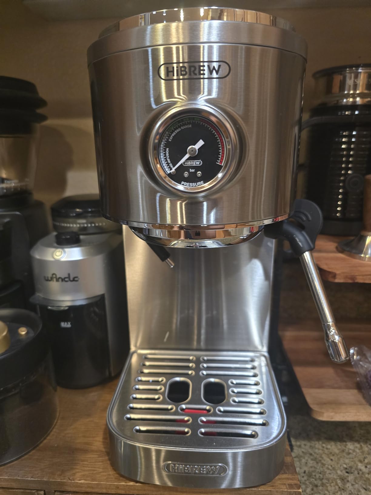 HIBREW H13 Dual Boiler Espresso Machine with LED Touch Screen, 58mm Portafilter in Stainless Steel, PID Control, 20 Bar Pump, 3-Level Steam, Separate Hot Water Spout for Home customer photo 2