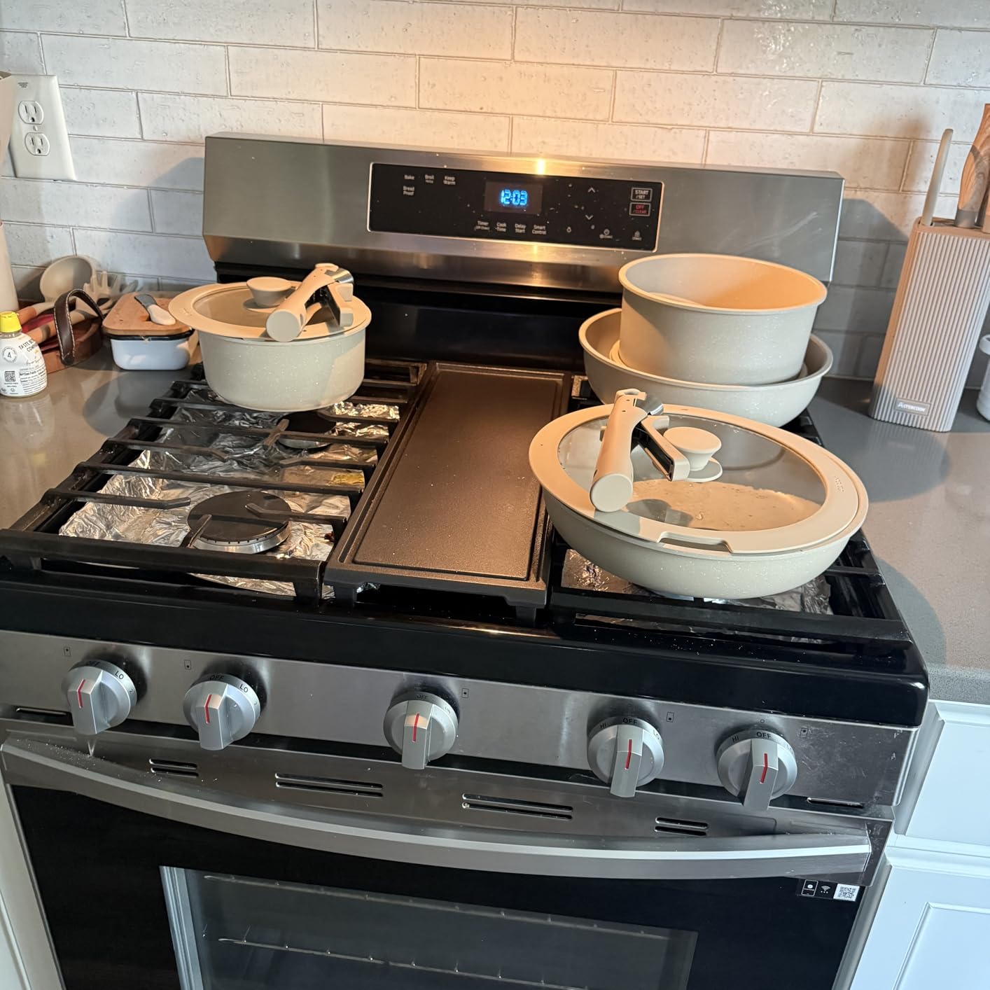 CAROTE 19pcs Pots and Pans Set Non Stick, Nonstick Cookware Set Detachable Handle, Induction Kitchen Cooking Sets with Removable Handle, RV Kitchen, Oven Safe, Taupe, Mothers Day Gifts customer photo 1