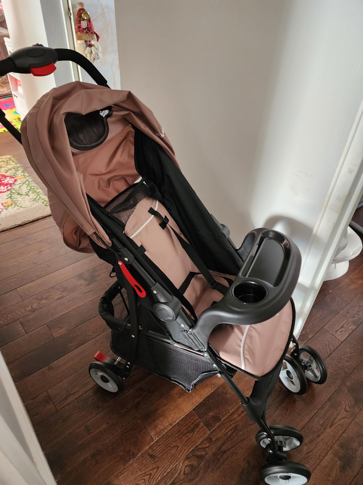 HONEY JOY Lightweight Stroller, Compact Travel Stroller for Airplane, Toddler Fold Pushchair w/Adjustable Canopy & Backrest, Storage Basket, Umbrella Stroller for Infants (Gray) customer photo 1