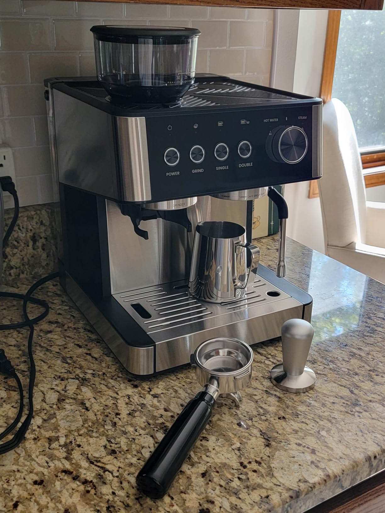 COWSAR 20 Bar Espresso Machine with Grinder & Milk Frother Steam Wand, 58mm Expresso Coffee machines, Commercial Stainless Steel Coffee Maker for Cappuccino and Latte, Perfect for Home Café-Pro customer photo 2