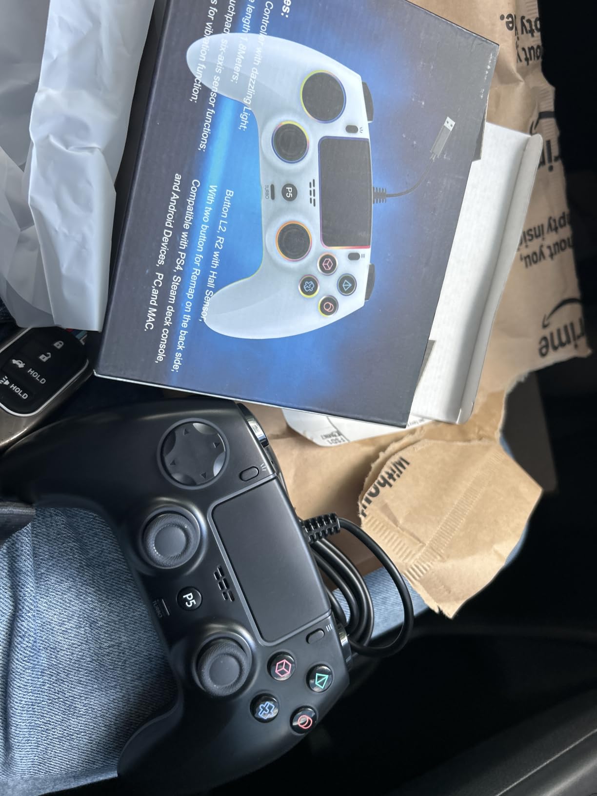 GUOC RGB Wired Controller for PS5/PS4 and PC with Hall Effect Joystick and Trigger, 3.5mm Audio Jack, Support Turbo/Macro Function, Adjustable Dual Vibration 6-Axis Motion Control Gamepad customer photo 1
