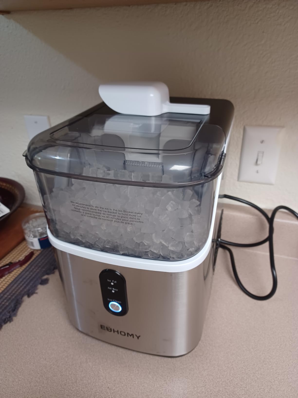 EUHOMY Nugget Ice Maker Countertop, Ready in 7 Mins, 34Lbs/24H Pebble Ice Maker Machine, Self-Cleaning Countertop Sonic Ice Makers with Ice Scoop&Basket, Pellet Ice Maker for Home, Stainless Steel customer photo 1