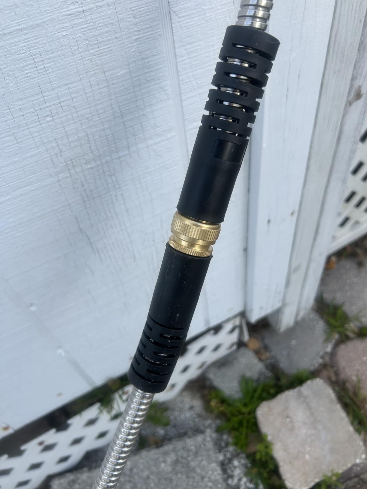 50FT Garden Hose -2026 Newly Upgraded Expandable Garden Hoses with 10 Function Spray Nozzle, Extra Strength Fabric, Pure Brass 3/4'' Fittings, Leak-Proof, Lightweight, Kink-Free Hose(Gray Blue) customer photo 2