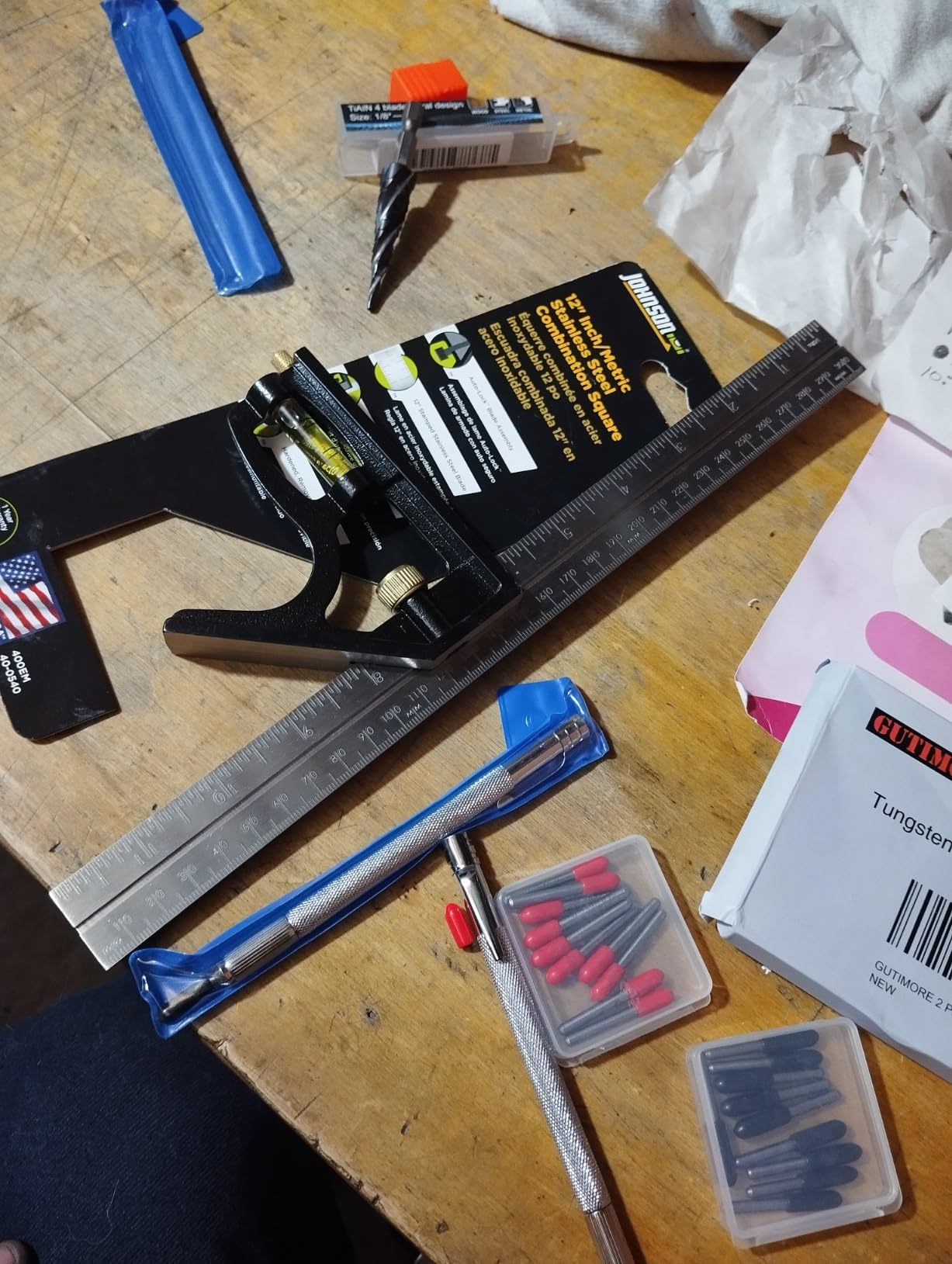 Johnson Level & Tool 400EM-S Heavy Duty Professional Inch/Metric Metal Combination Square, 12