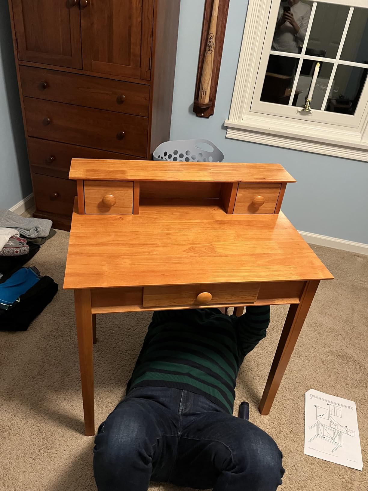 Winsome Studio Writing Desk with 3 Drawers in Honey, Classic Small Home Office Computer Table, Sturdy Furniture for Bedroom, Living Room, Compact & Convenient for Small Spaces customer photo 1