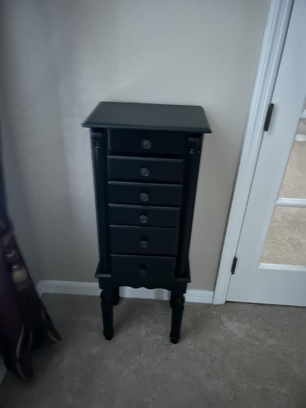 Powell Ebony Jewelry Armoire, Distressed Ebony Black; Black Lining customer photo 1