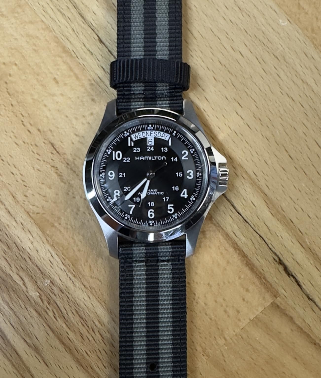 Hamilton Khaki Field King Automatic Men's Watch, 40mm Stainless Steel Case, Swiss Made, Black Dial, 50m Waterproof, Sapphire Crystal, Stainless Steel Strap customer photo 2