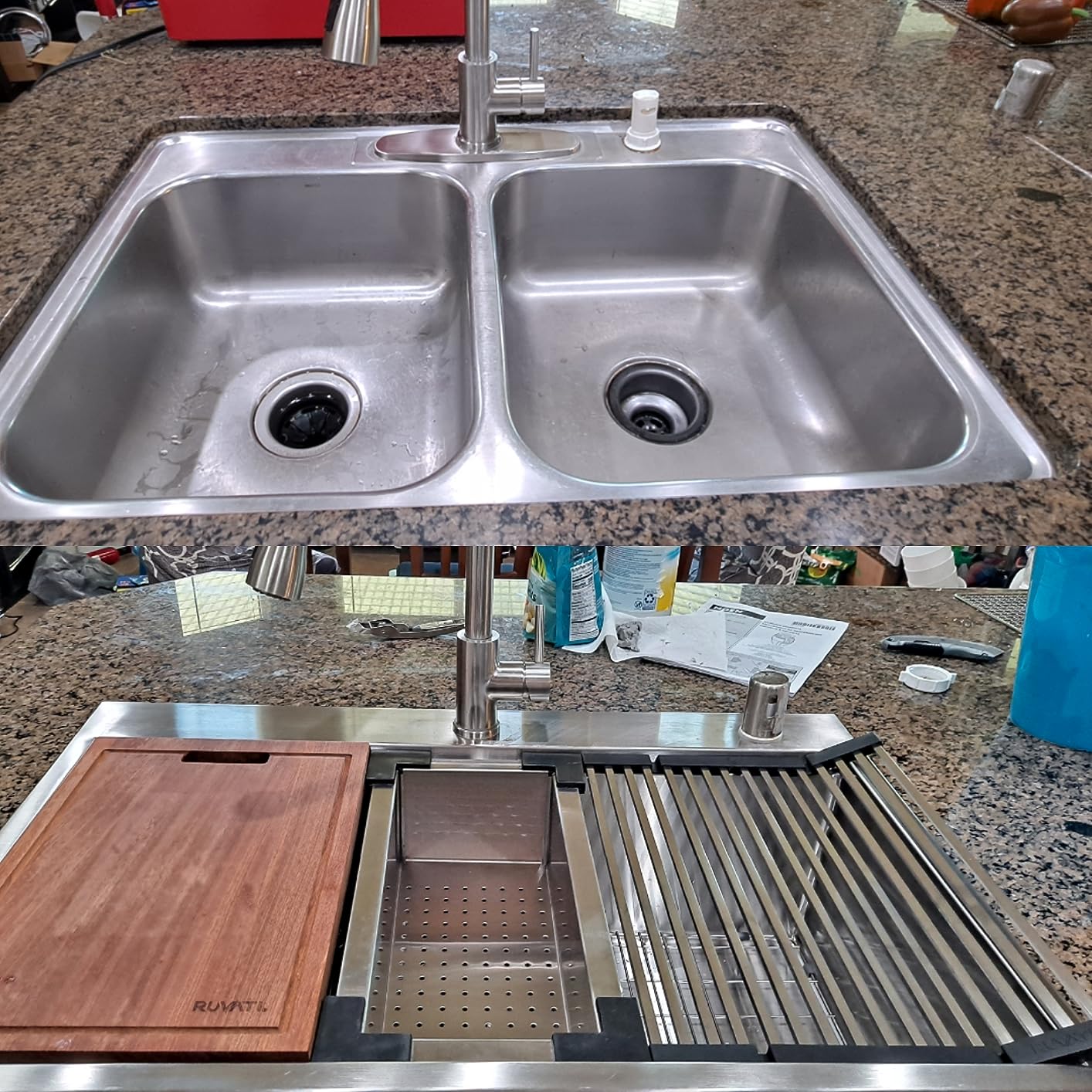 Ruvati 32-inch Undermount 16 Gauge Stainless Steel Workstation Kitchen Sink Single Bowl - Soundproof Multifunction Chef Sink with Cutting Board & Accessories, Brushed Finish - RVH8300 customer photo 2