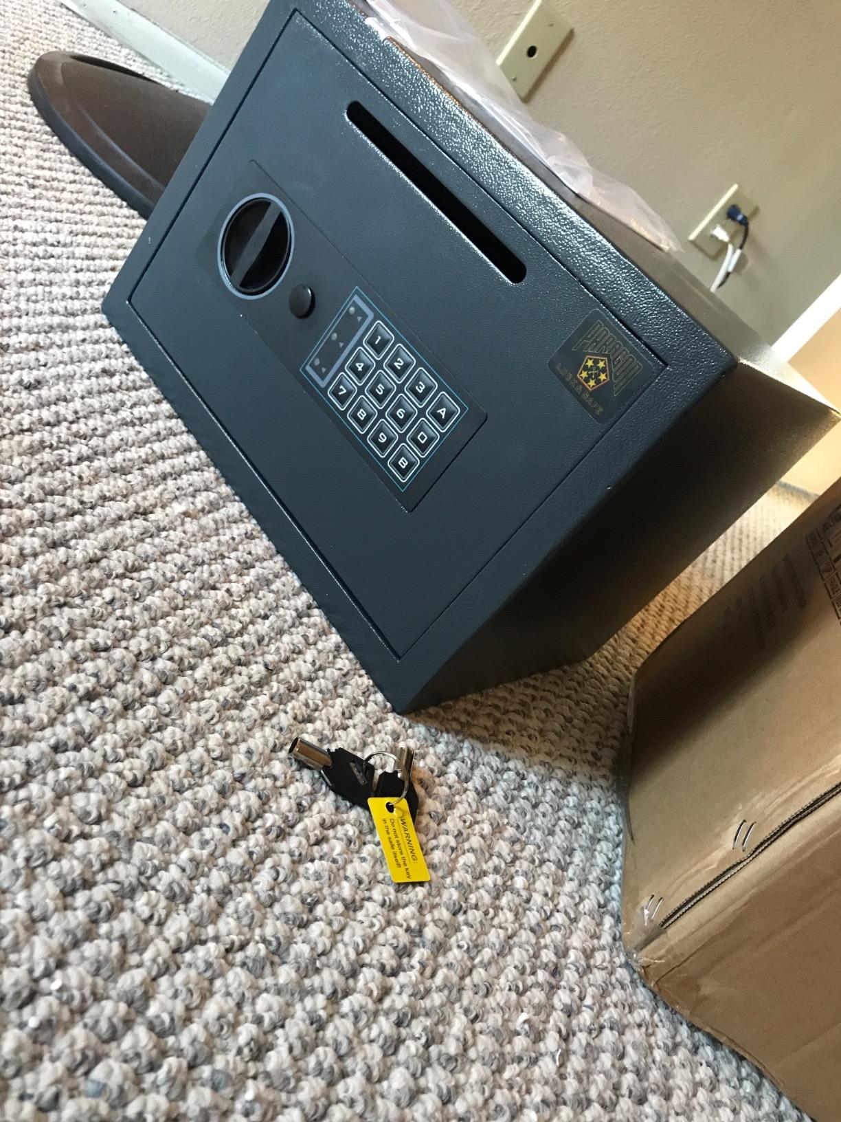 Drop Safe - Digital Compact Steel Money Security Box with Keypad - Deposit Cash Easily - For Home or Business by Paragon Safe - Black, .54 Cubic Feet customer photo 1