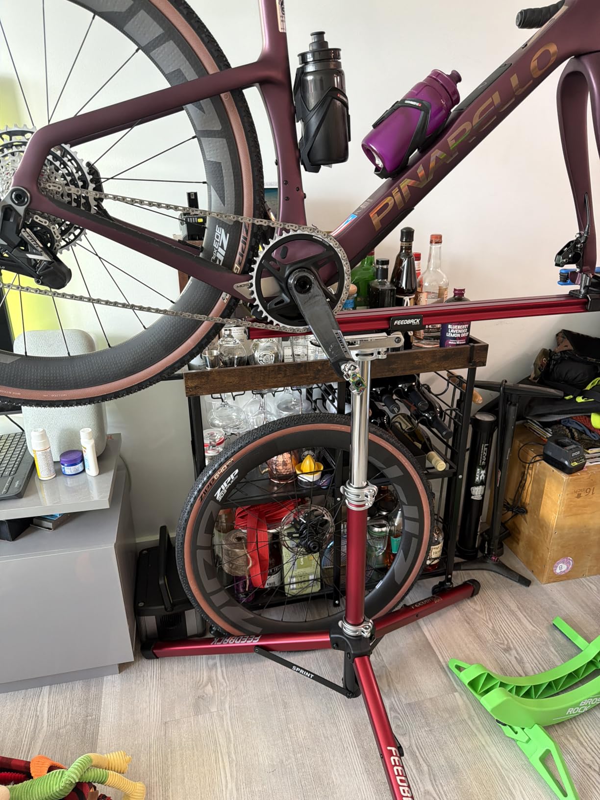 Feedback Sports | Sprint Bike Repair Stand | Compact Bicycle Workstand W/Tripod Base | 360-Degree Rotation | Dropout Style Mount | Red customer photo 1