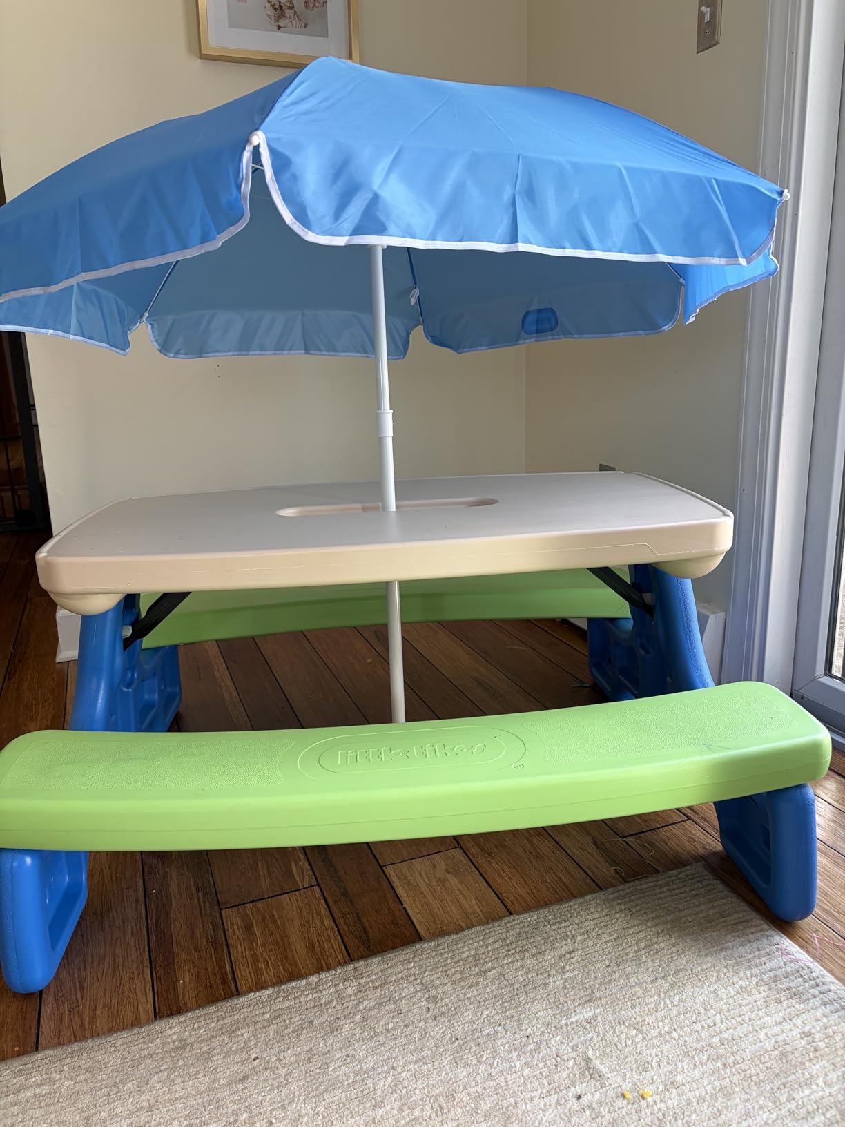 Little Tikes Easy Store Picnic Table with Umbrella, Multi Color, 42.00'L x 38.00'W x 19.75'H customer photo 2