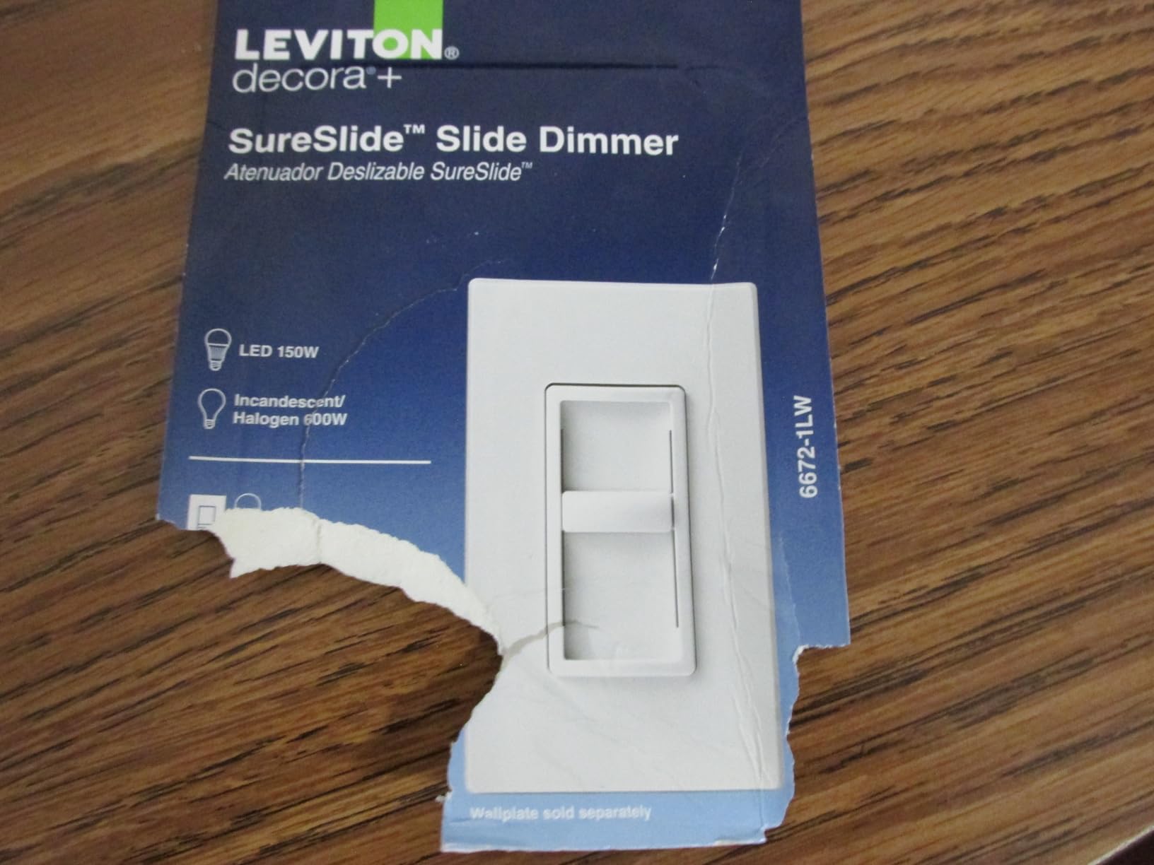 Leviton SureSlide Dimmer Switch for Dimmable LED, Halogen and Incandescent Bulbs, 6672-1LW, White customer photo 1
