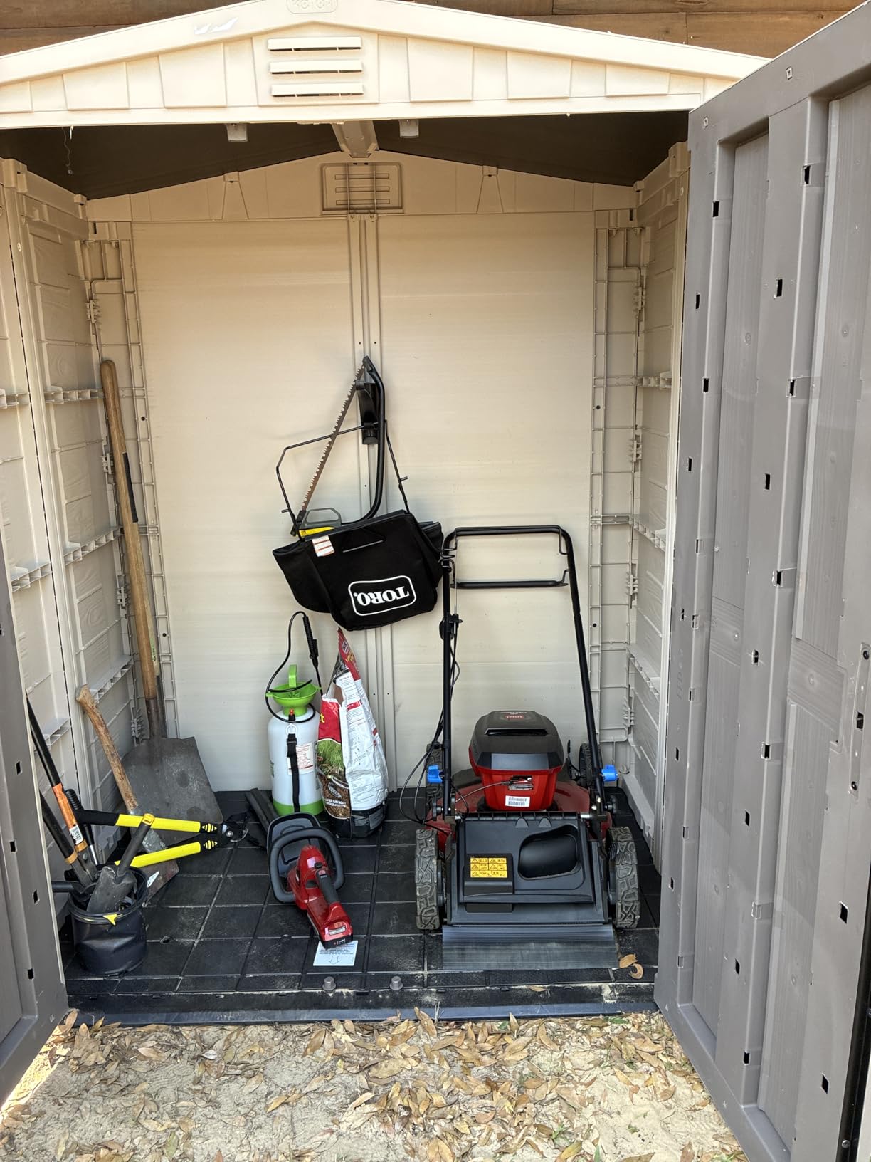 Keter Factor 6x3 Outdoor Storage Shed Kit-Perfect to Store Patio Furniture, Garden Tools Bike Accessories, Beach Chairs and Push Lawn Mower, Taupe & Brown customer photo 2