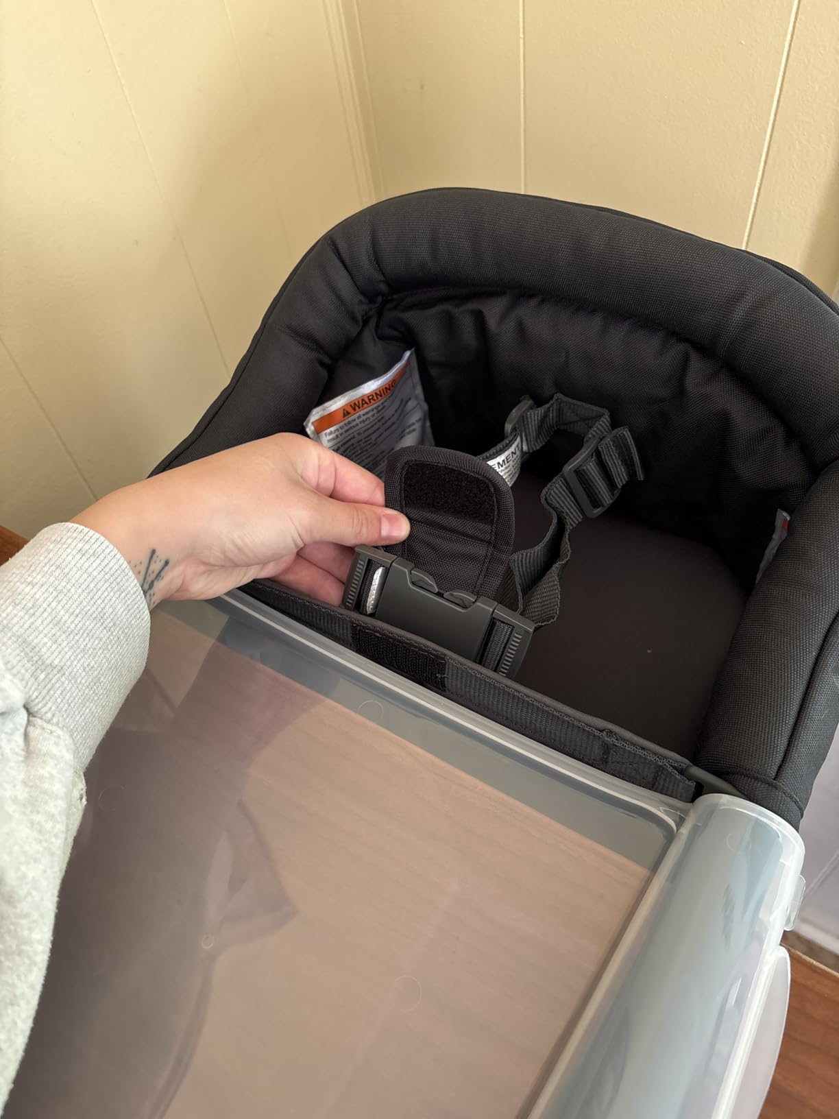 Inglesina Fast Table Chair, Black - Portable Baby High Chair - for Babies and Toddlers up to 37 lbs - Collapsible Design - Fits Tables 0.8'' to 3.5'' Thick - Compact and Easy to Use - Travel Bag Included customer photo 2
