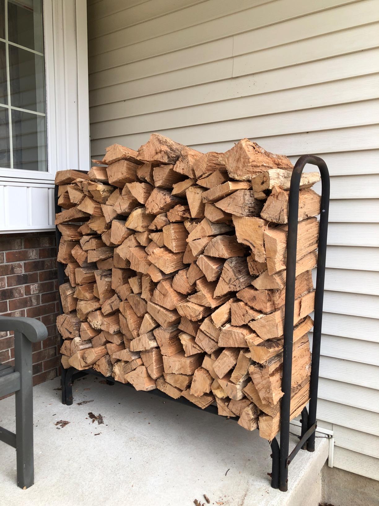 Sunnydaze 8-Foot Firewood Rack - Outdoor Wood Storage - Black Heavy-Duty Log Holder Wood Rack for Firewood - 1500-lb Capacity customer photo 1