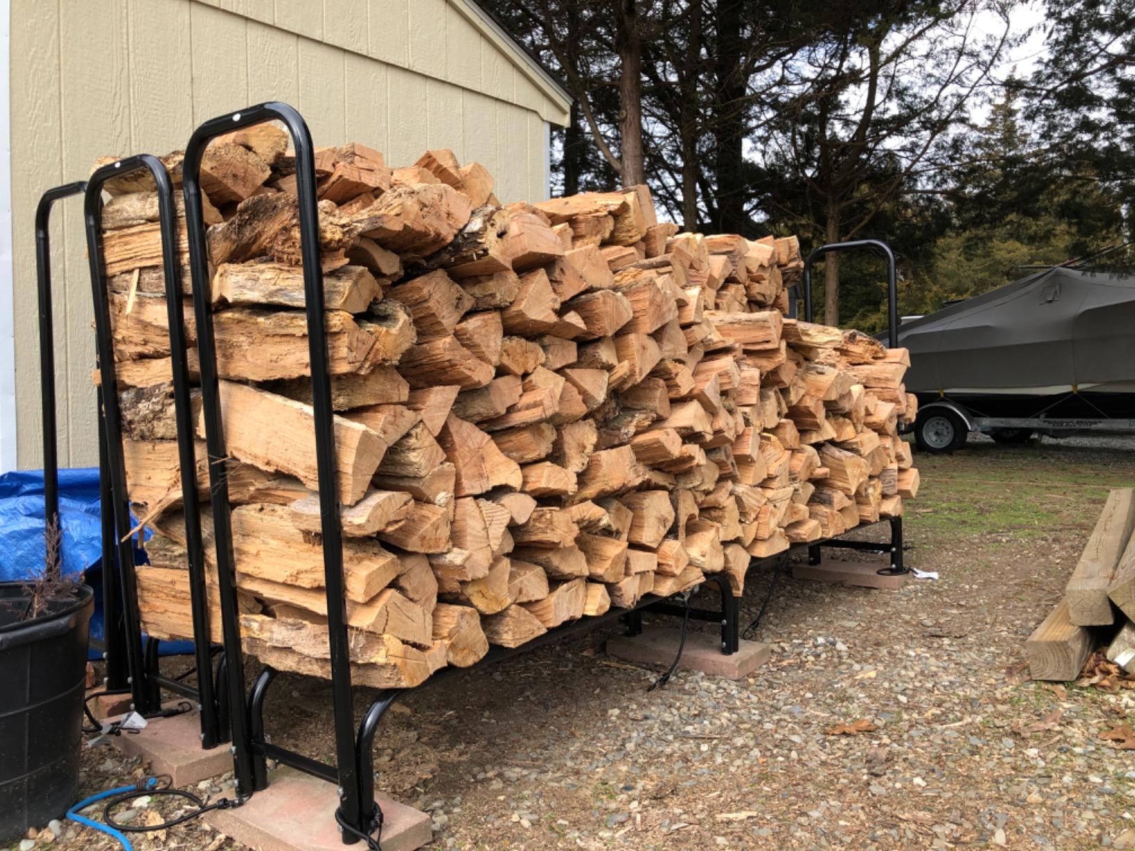 Sunnydaze 8-Foot Firewood Rack - Outdoor Wood Storage - Black Heavy-Duty Log Holder Wood Rack for Firewood - 1500-lb Capacity customer photo 2