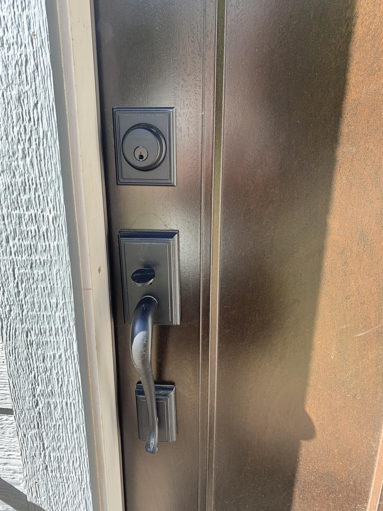 Schlage F60 ADD 622 GEO Addison Front Entry Handleset with Georgian Knob, Deadbolt Keyed 1 Side, Matte Black customer photo 1