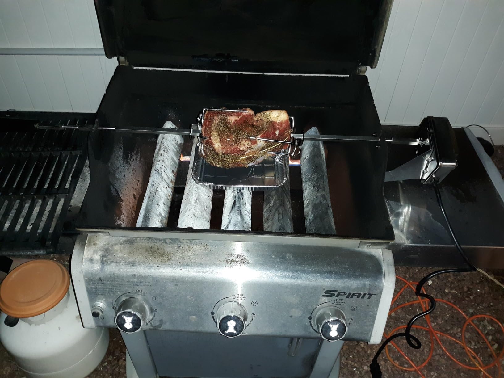 onlyfire Stainless Steel BBQ Rotisserie Kit for Weber Genesis 310/330 (Year Under 2016), Spirit 310/330 Series Gas Grills - 3/8